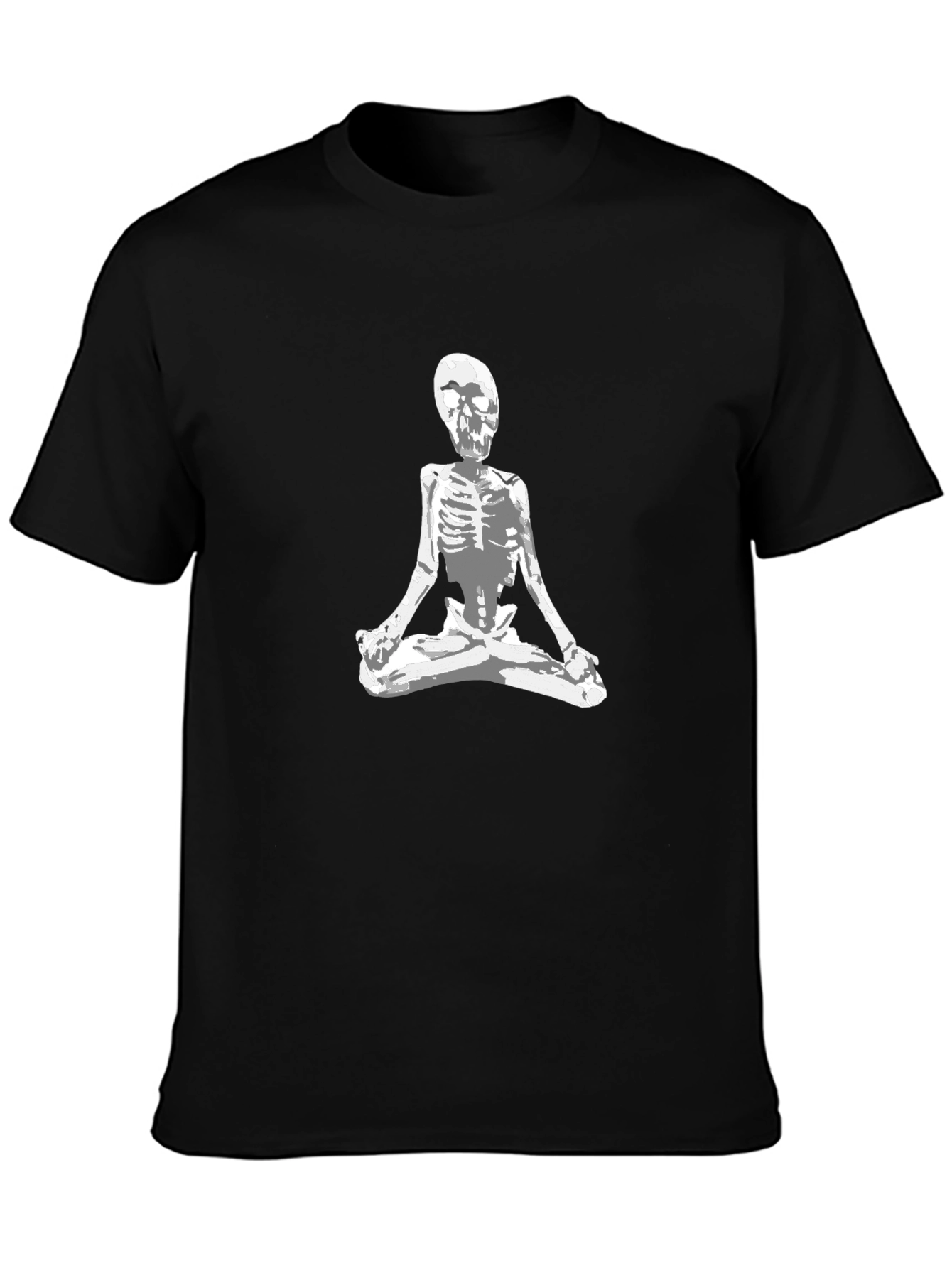 Meditating Skeleton Graphic Tee - Black Cotton Blend