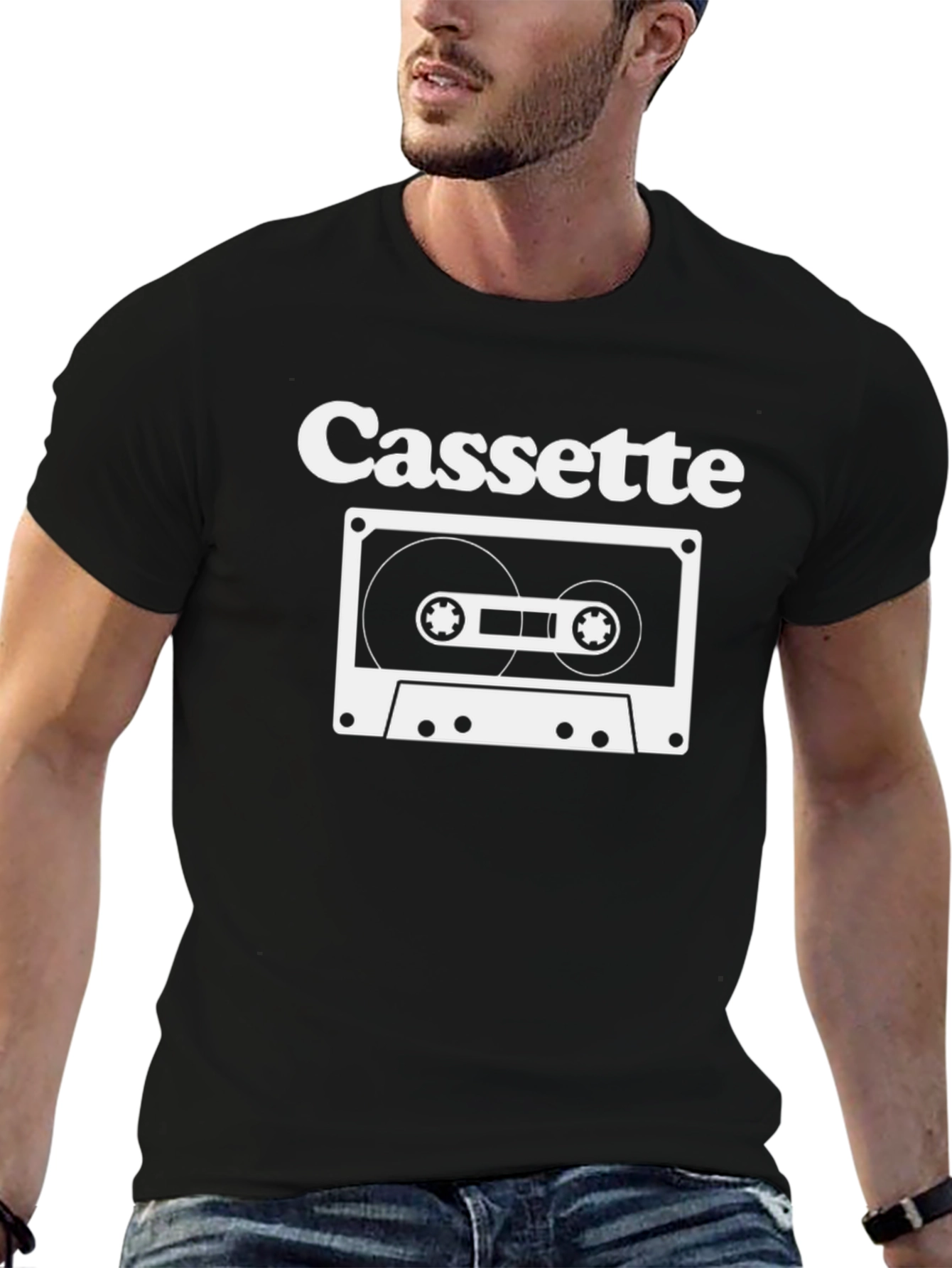 Retro Cassette Tape Graphic Tee - Black