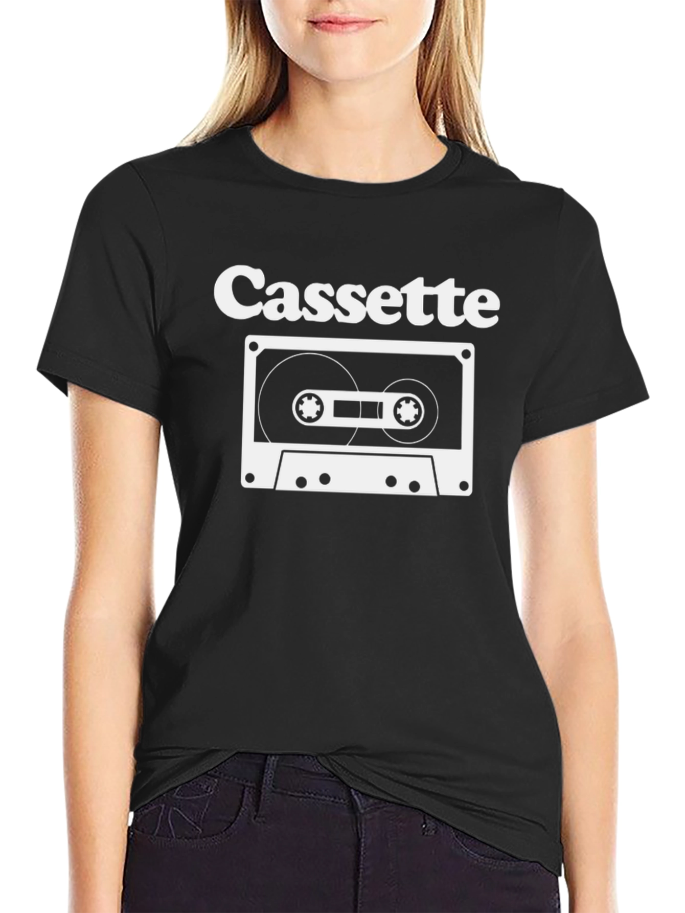 Retro Cassette Tape Graphic Tee - Black