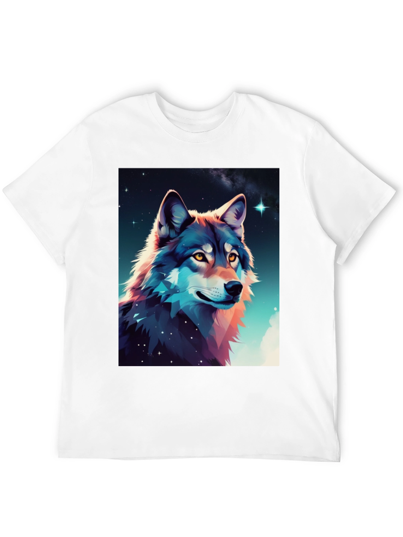 Wolf Galaxy Graphic Tee - Black Cotton Blend
