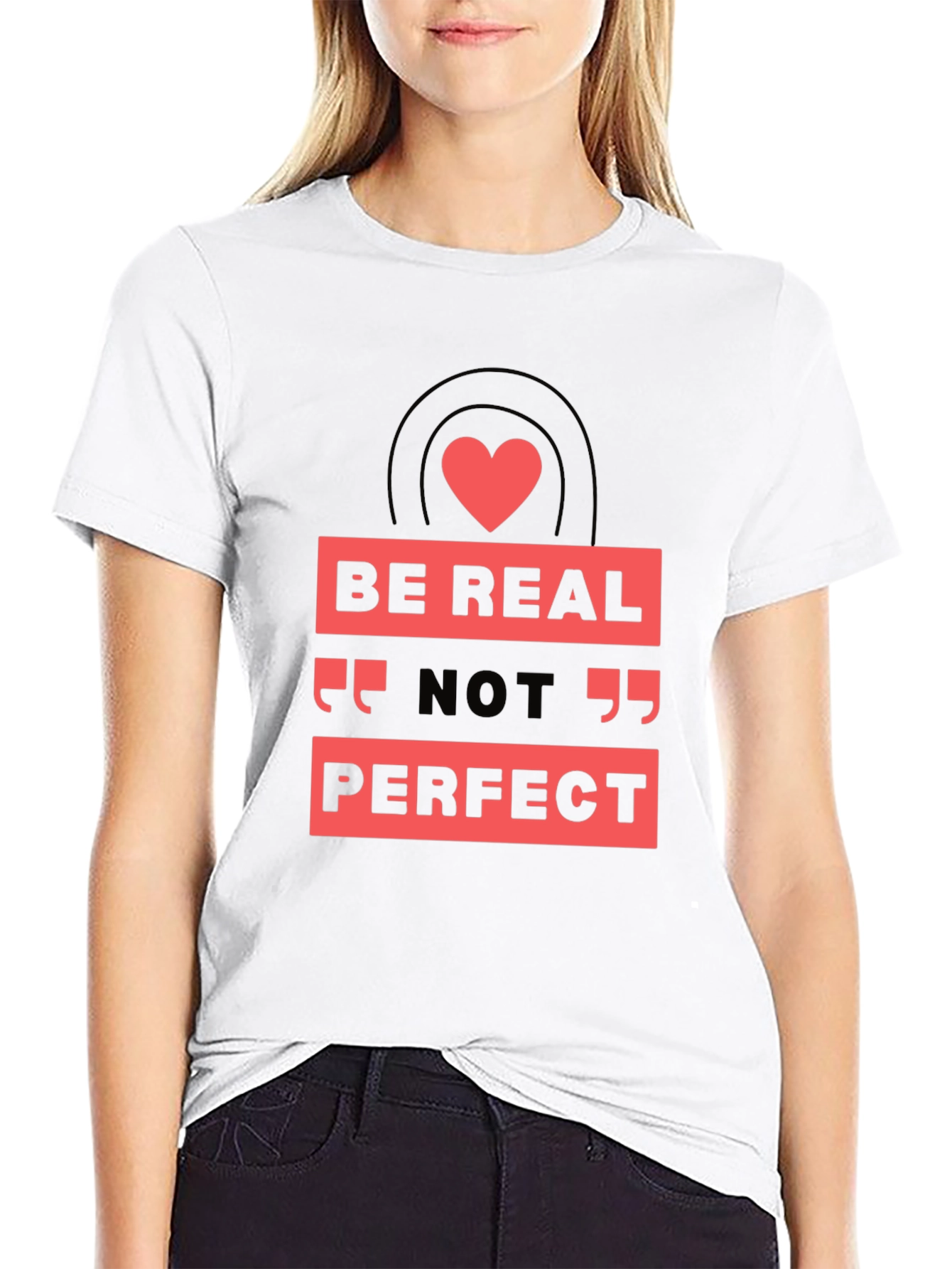 Be Real Not Perfect Graphic Tee - Black
