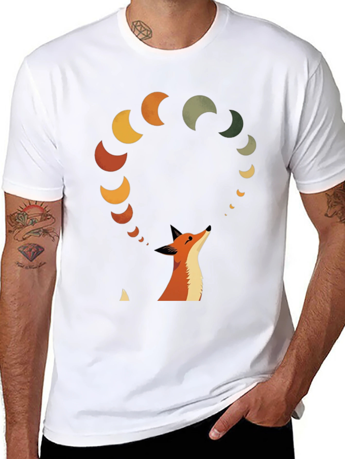 Fox & Moon Phases Graphic Tee