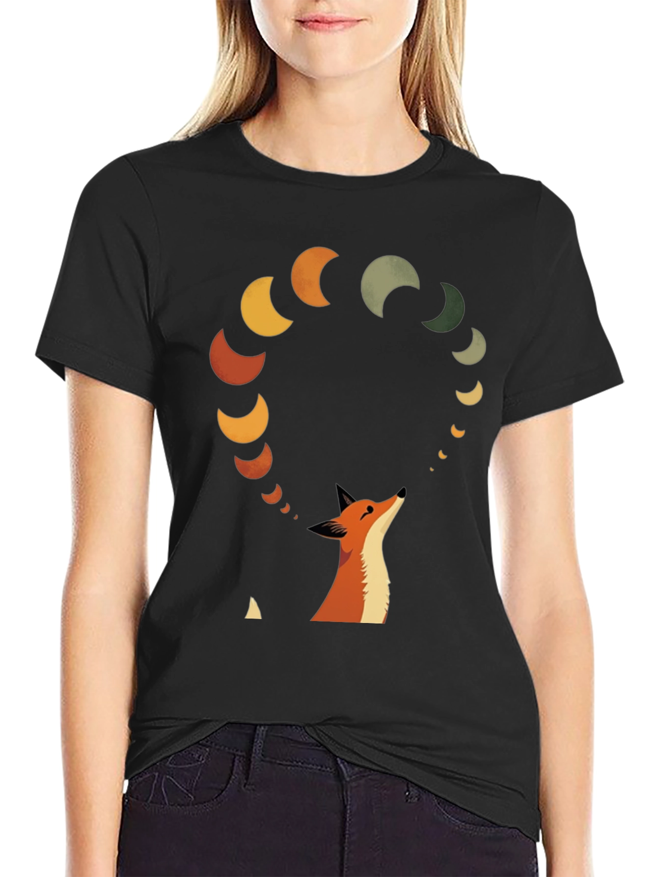 Fox & Moon Phases Graphic Tee