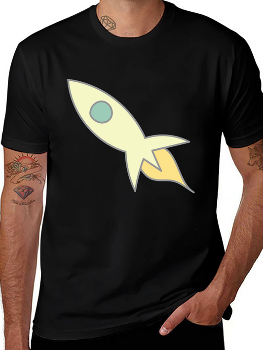Rocket Ship Graphic Black T-Shirt