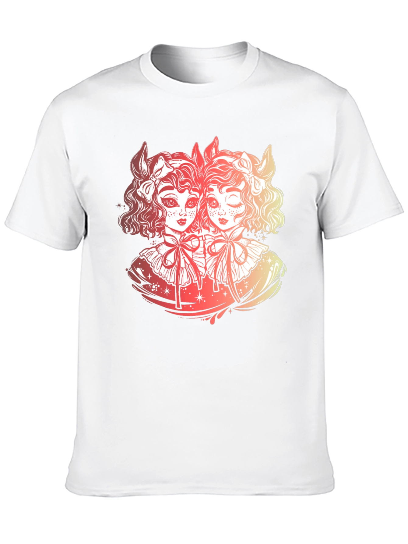 Gothic Twin Dolls Graphic Black T-Shirt