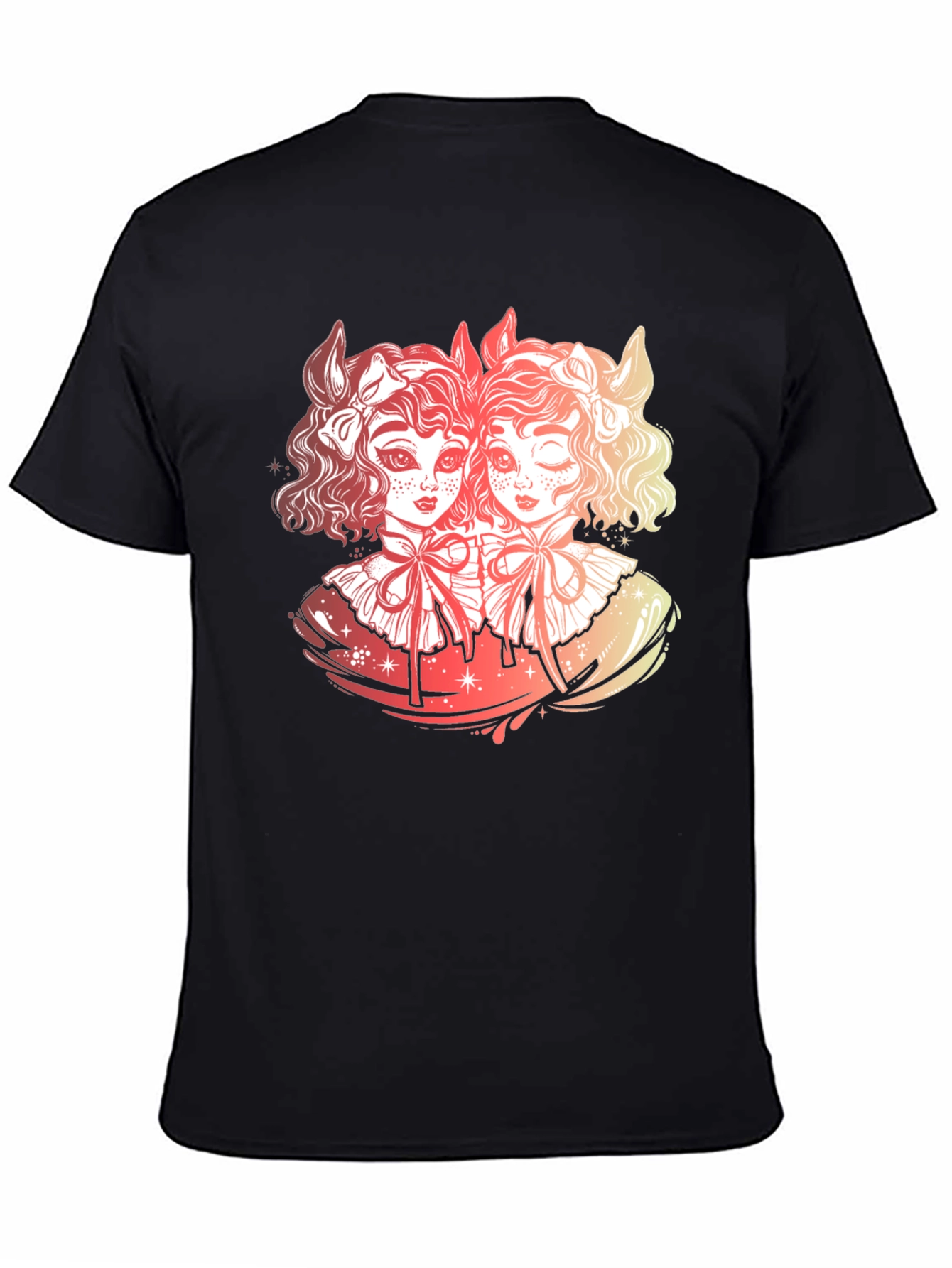 Gothic Twin Dolls Graphic Black T-Shirt