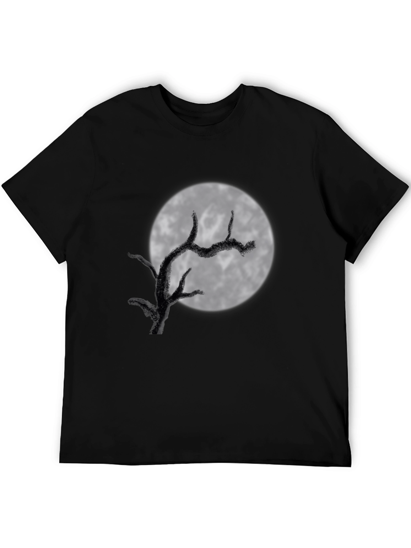 Mens Black Moonlit Tree Graphic Tee