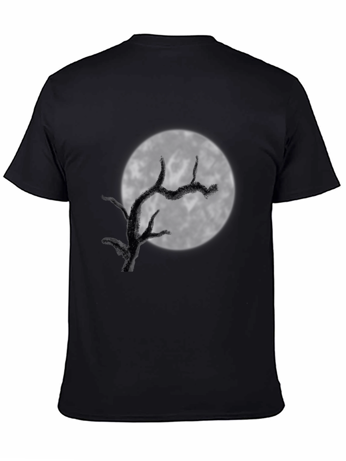Mens Black Moonlit Tree Graphic Tee