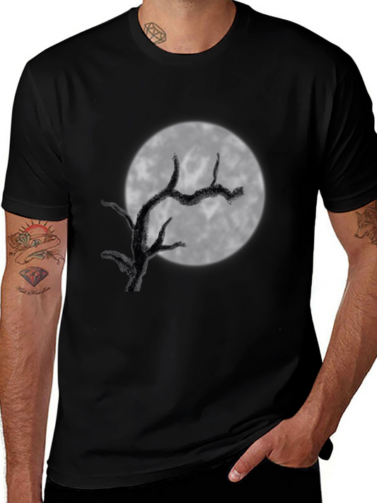 Mens Black Moonlit Tree Graphic Tee