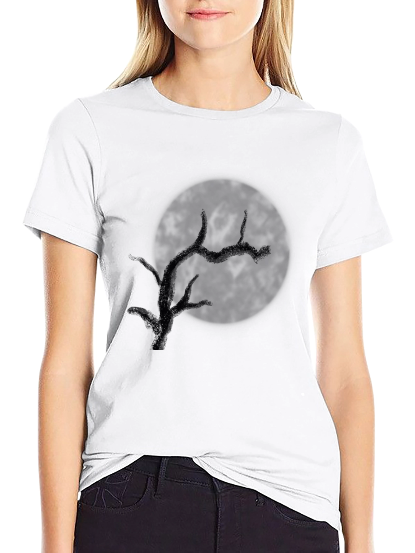 Mens Black Moonlit Tree Graphic Tee