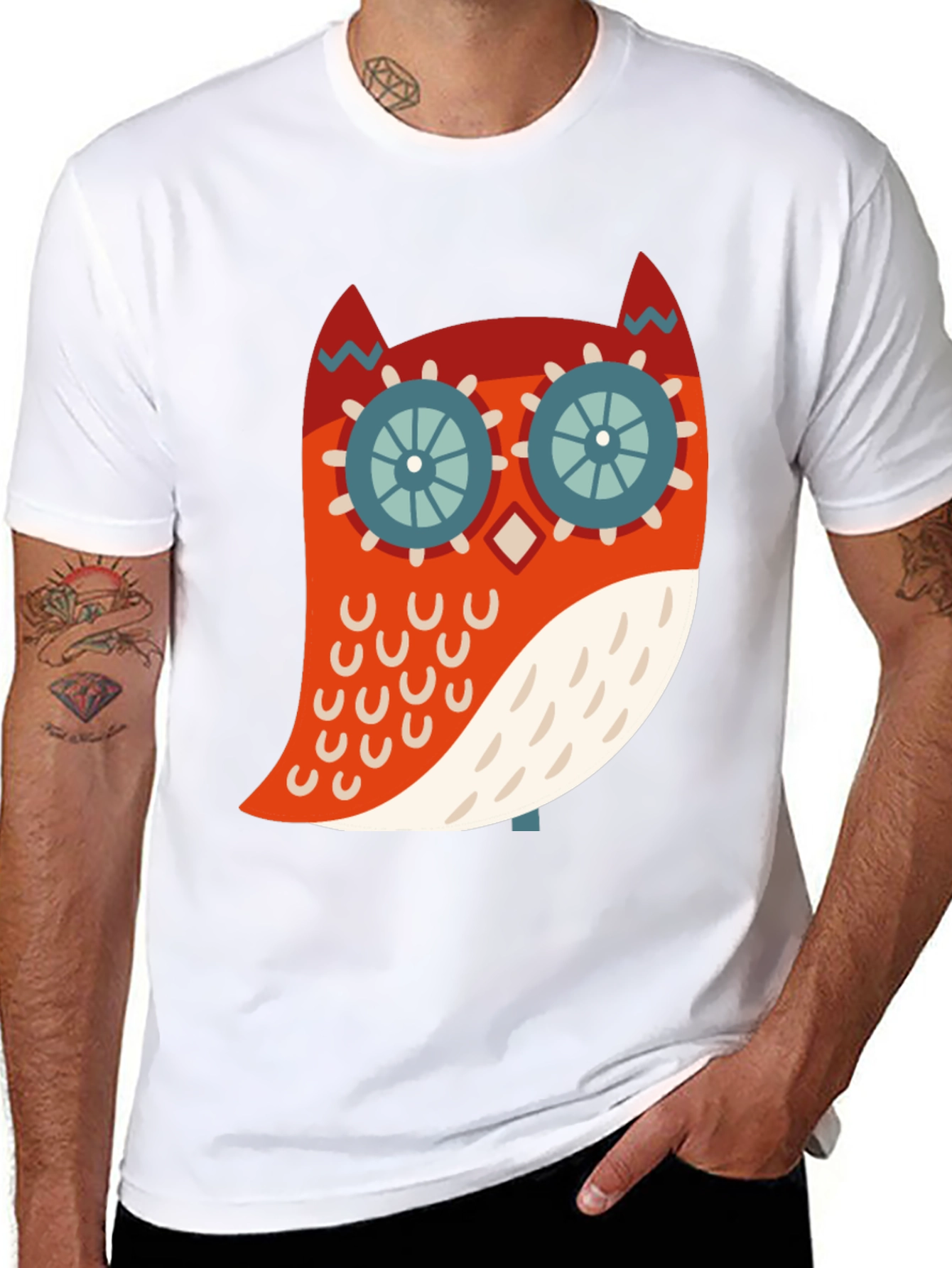 Cool Owl Graphic Print Black T-Shirt