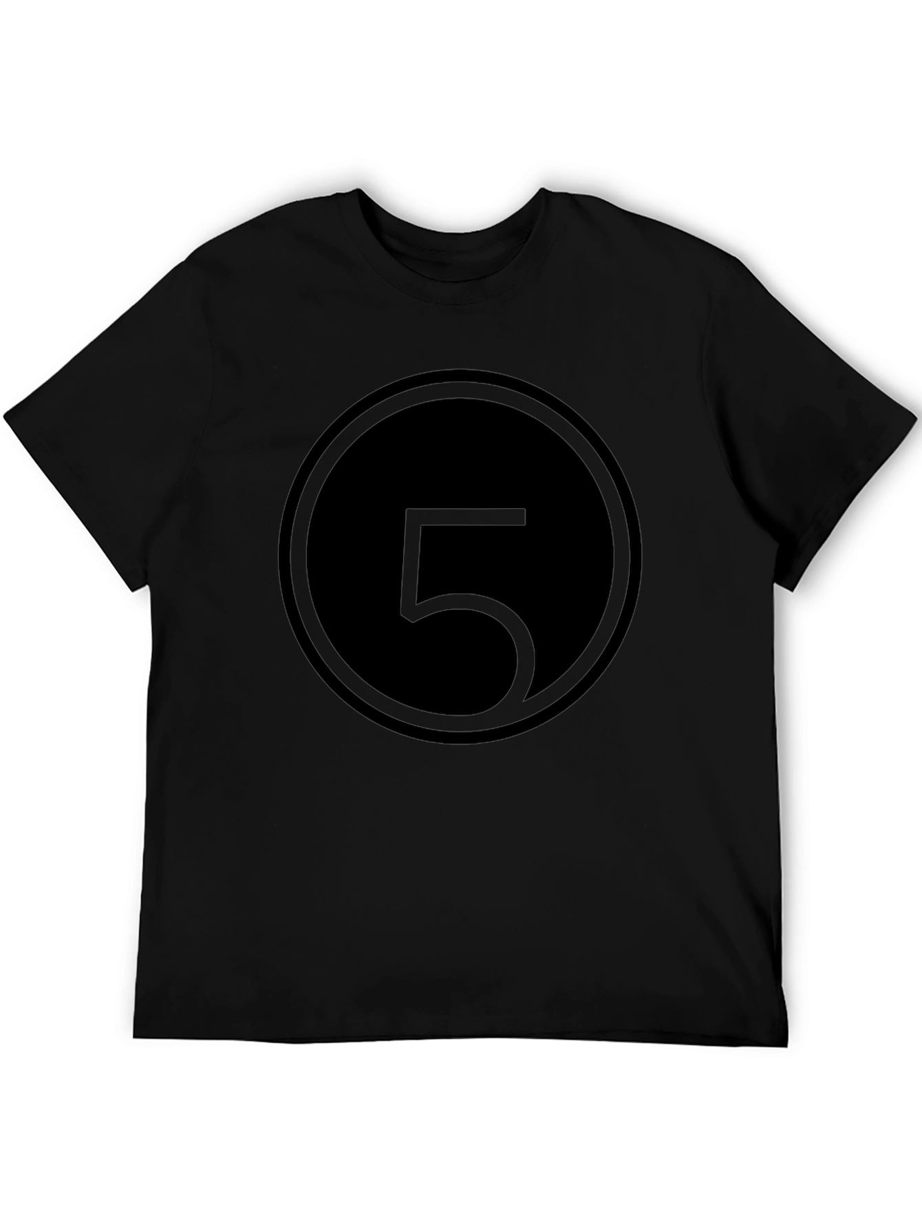 Minimalist Number 5 Graphic Black T-Shirt