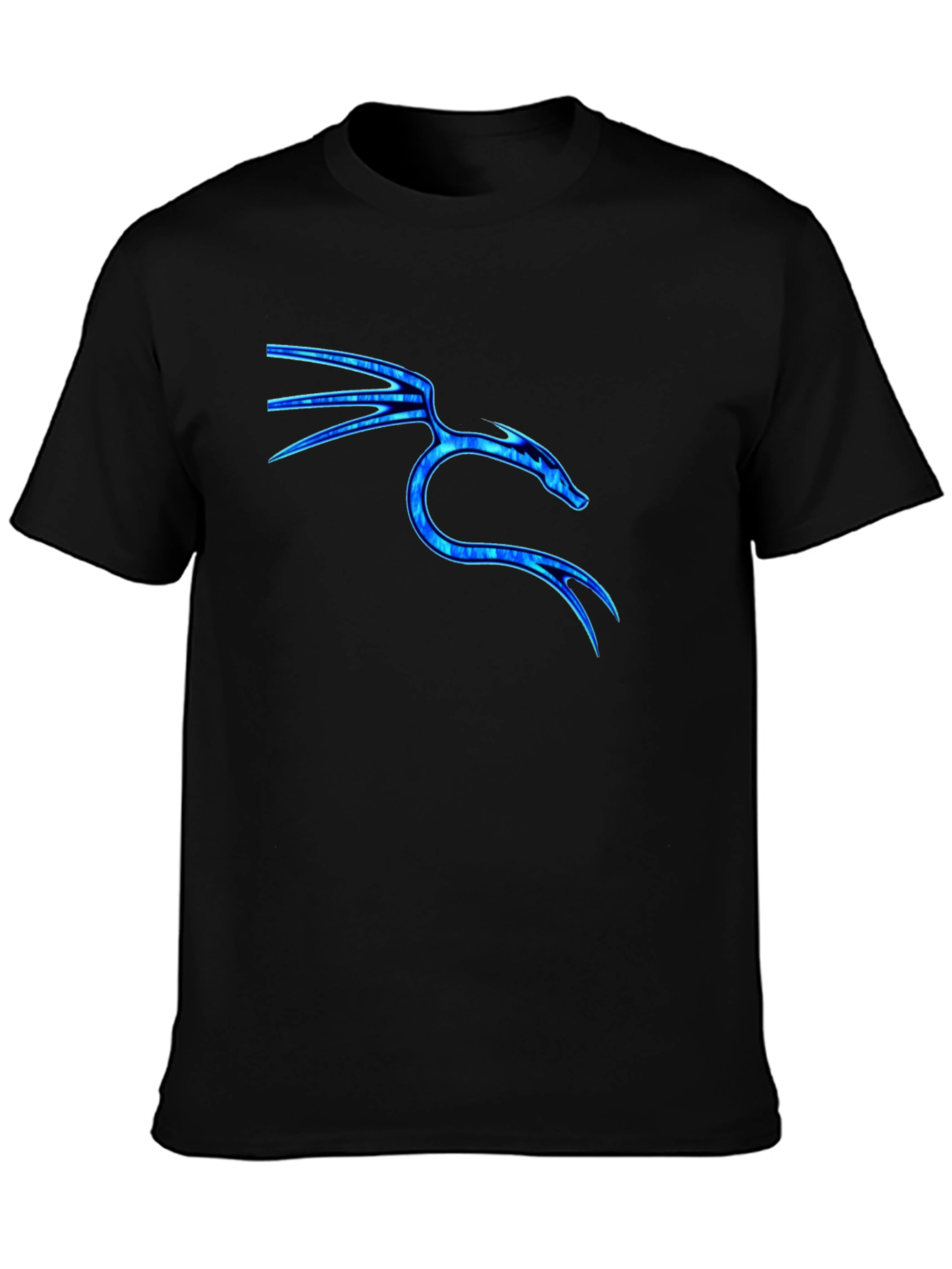 Black Tee with Blue Dragon Graphic