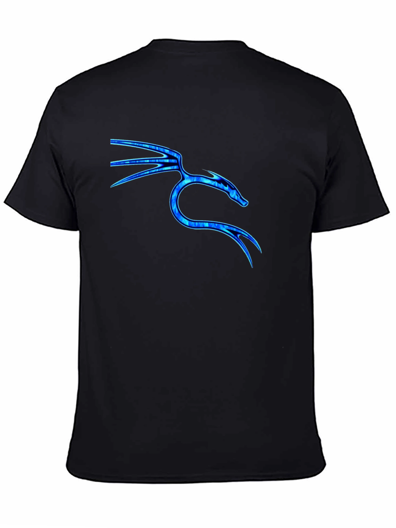 Black Tee with Blue Dragon Graphic