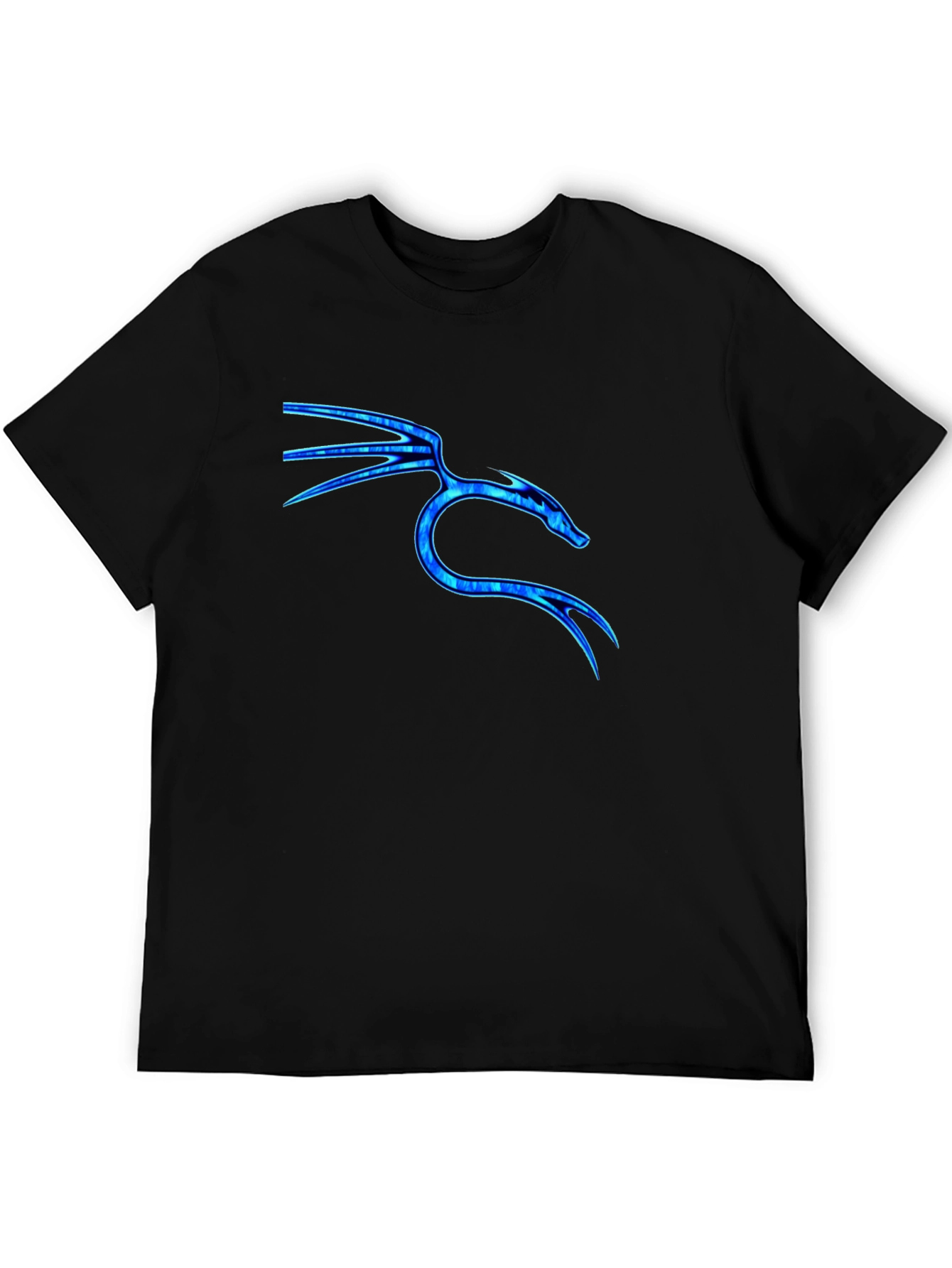 Black Tee with Blue Dragon Graphic