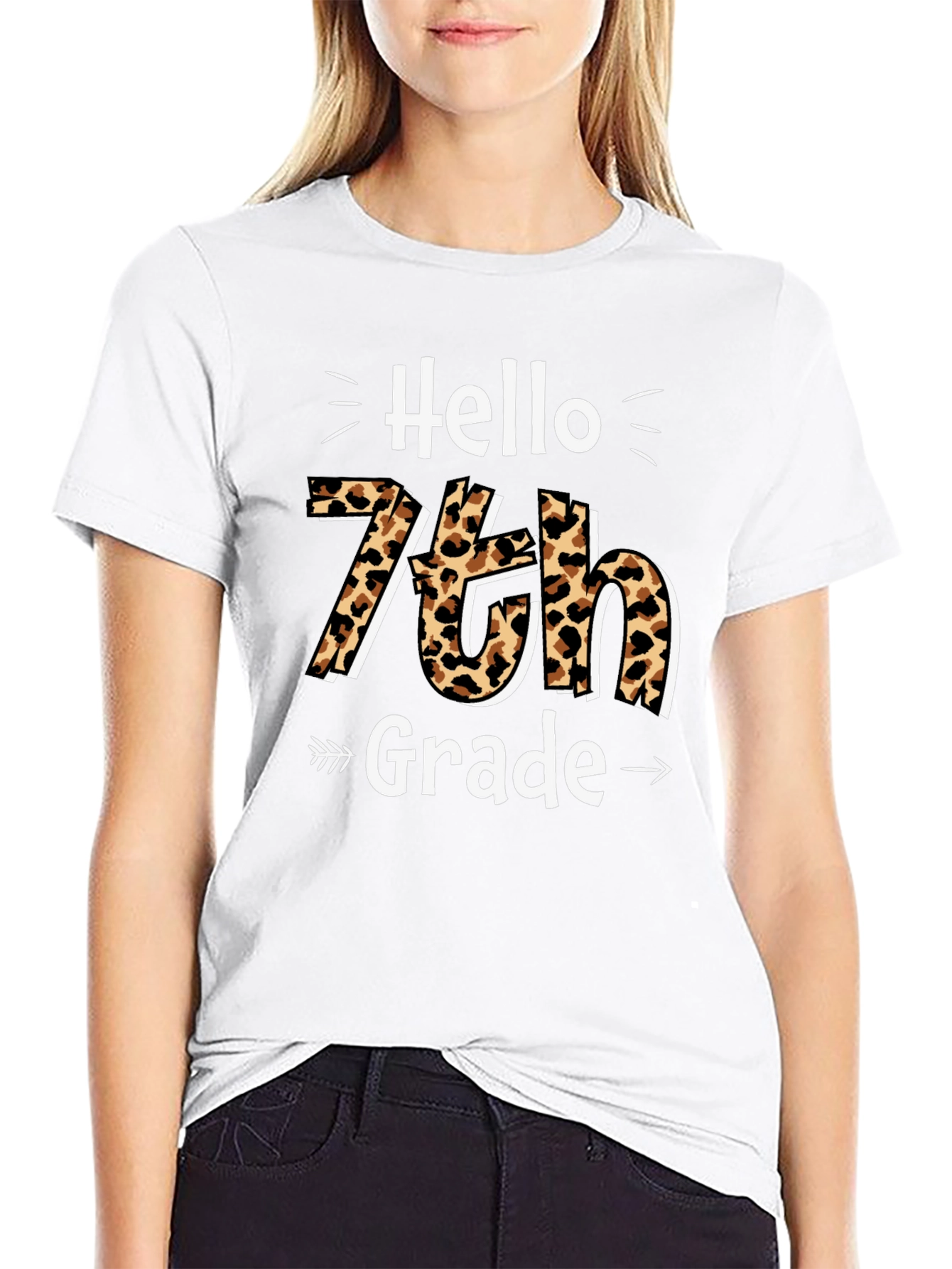 Hello 7th Grade Leopard Print T-Shirt
