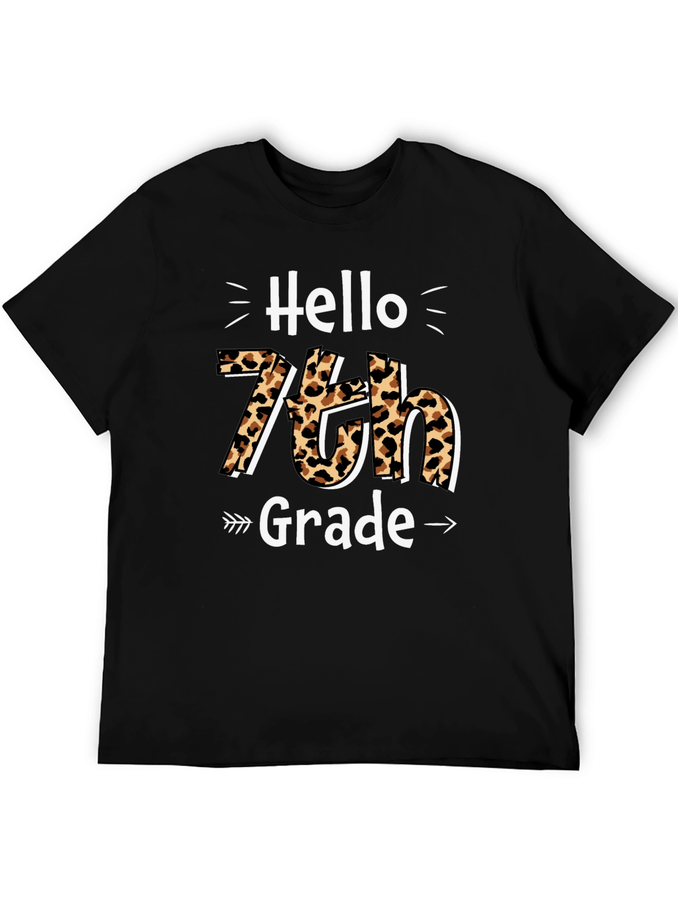 Hello 7th Grade Leopard Print T-Shirt