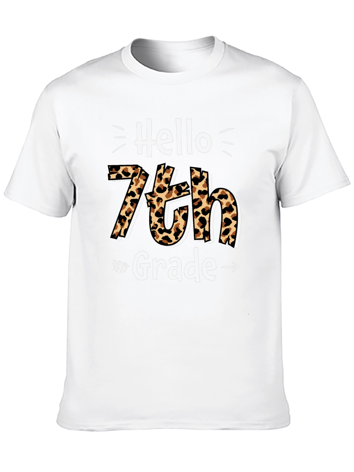 Hello 7th Grade Leopard Print T-Shirt