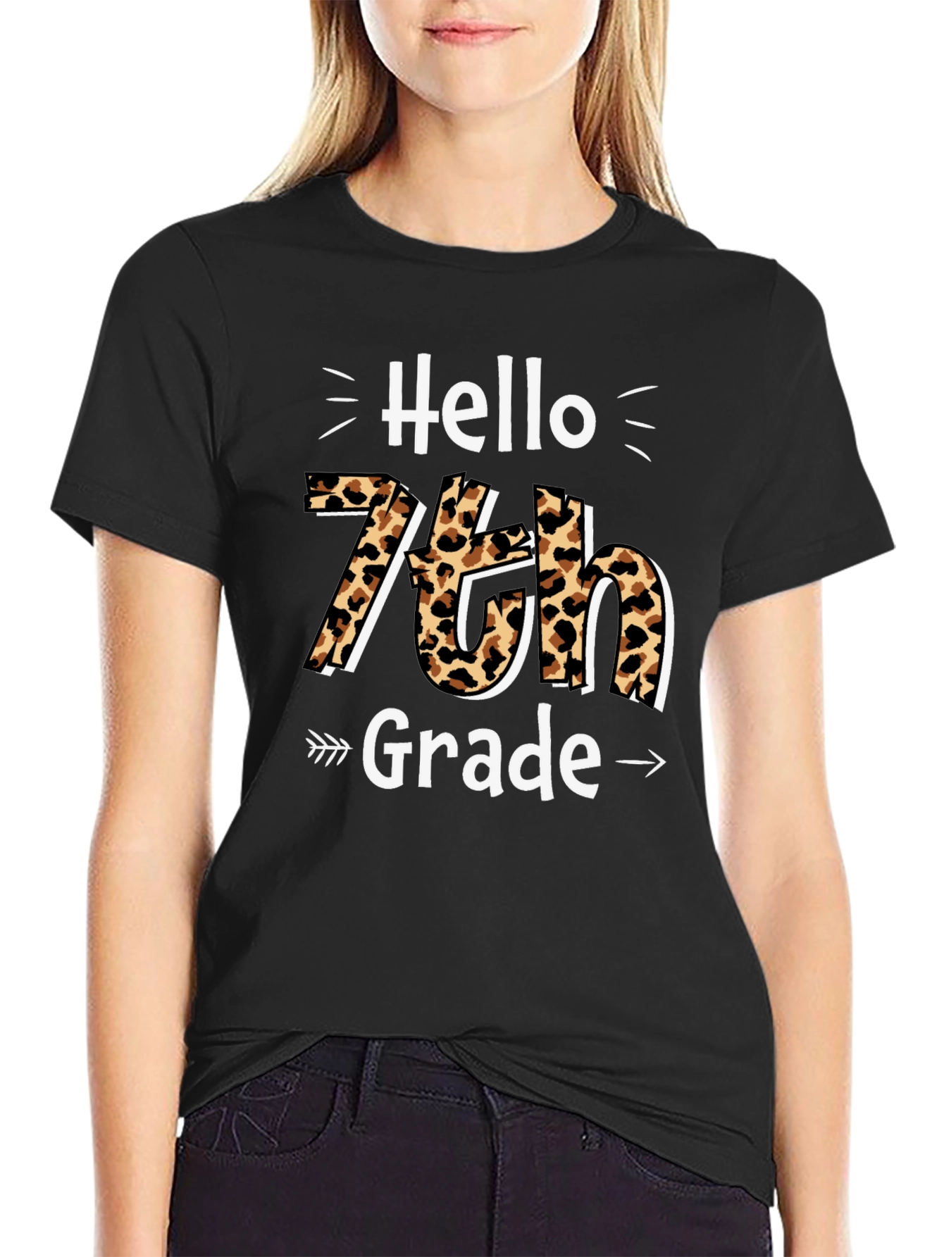 Hello 7th Grade Leopard Print T-Shirt