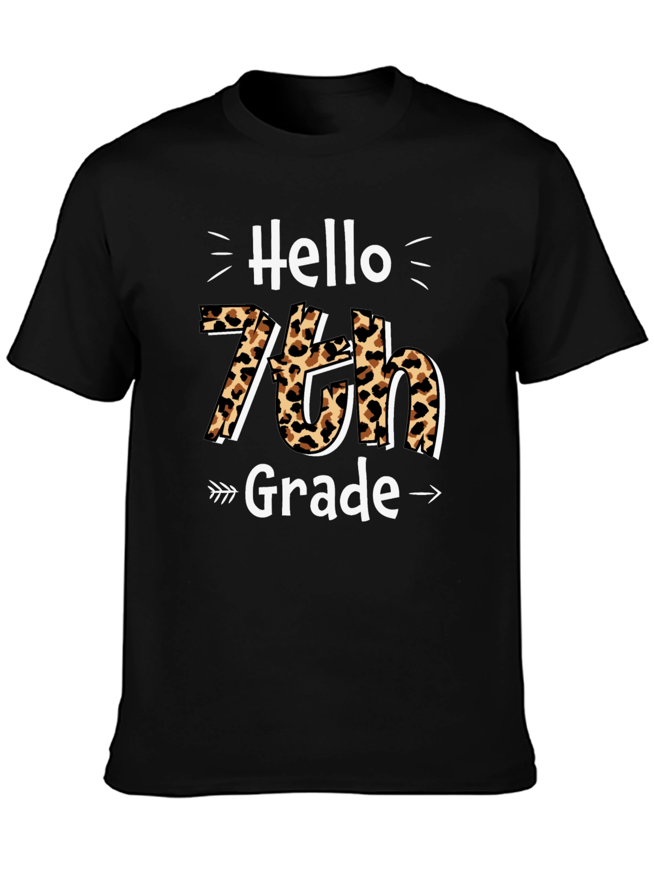 Hello 7th Grade Leopard Print T-Shirt