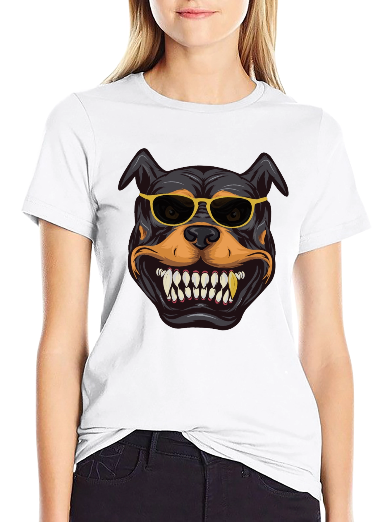 Cool Rottweiler Graphic Tee - Black Cotton Shirt