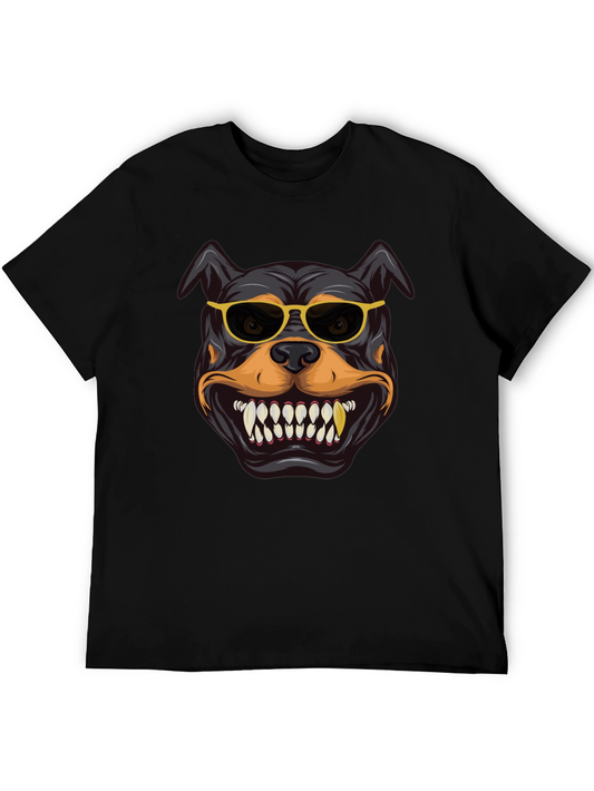 Cool Rottweiler Graphic Tee - Black Cotton Shirt