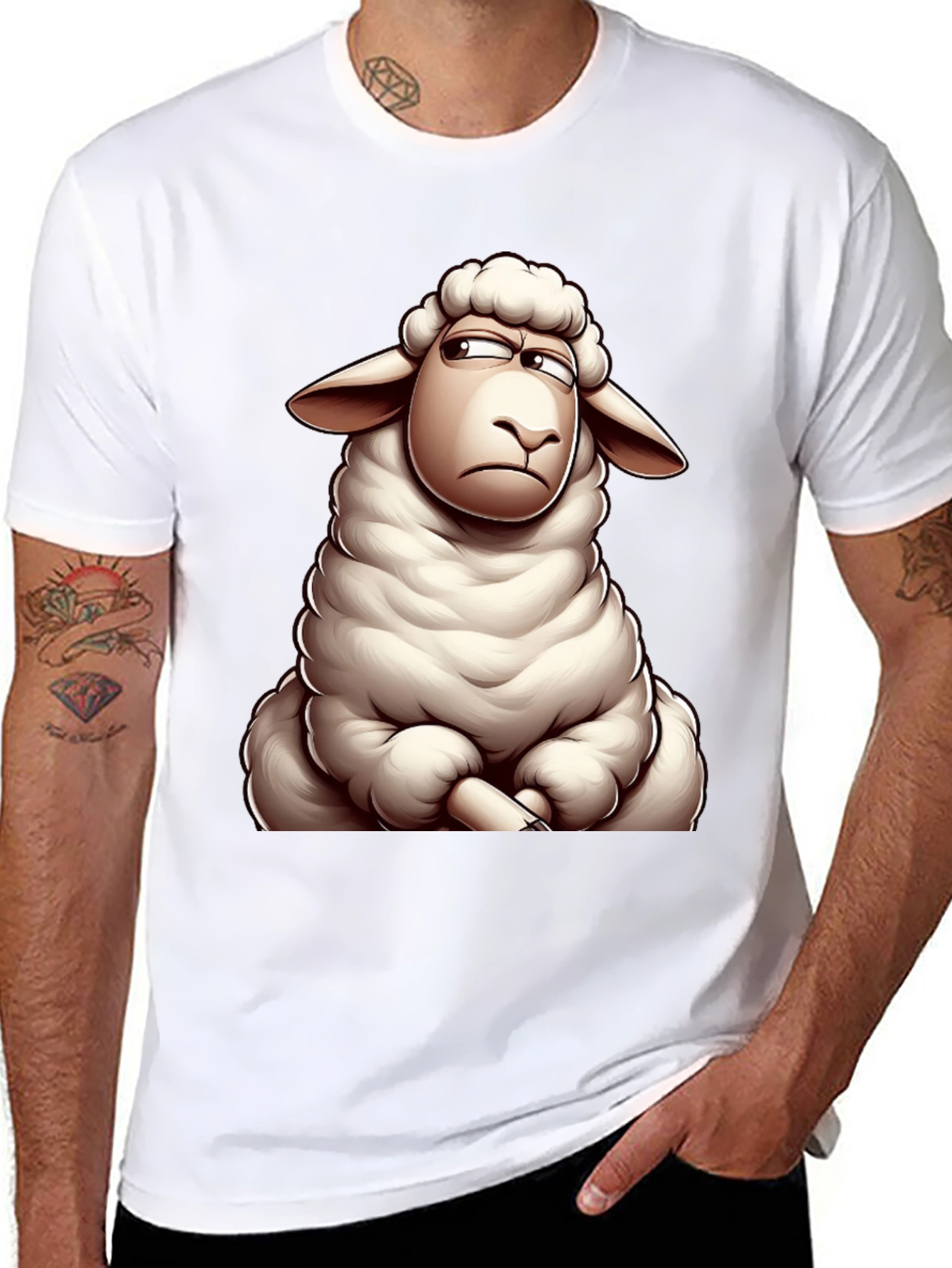 Grumpy Sheep Graphic T-Shirt - Mens Black Tee