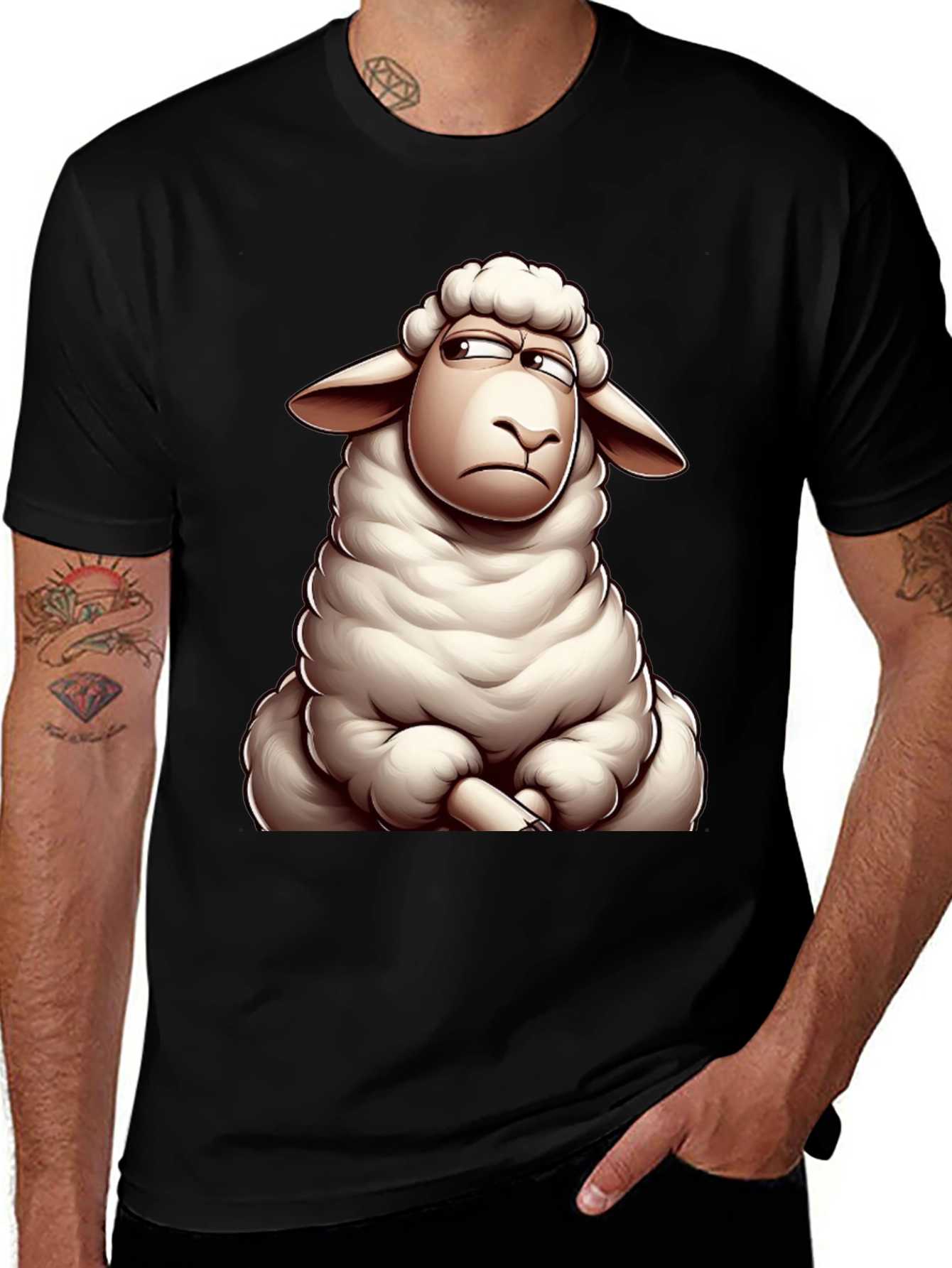Grumpy Sheep Graphic T-Shirt - Mens Black Tee