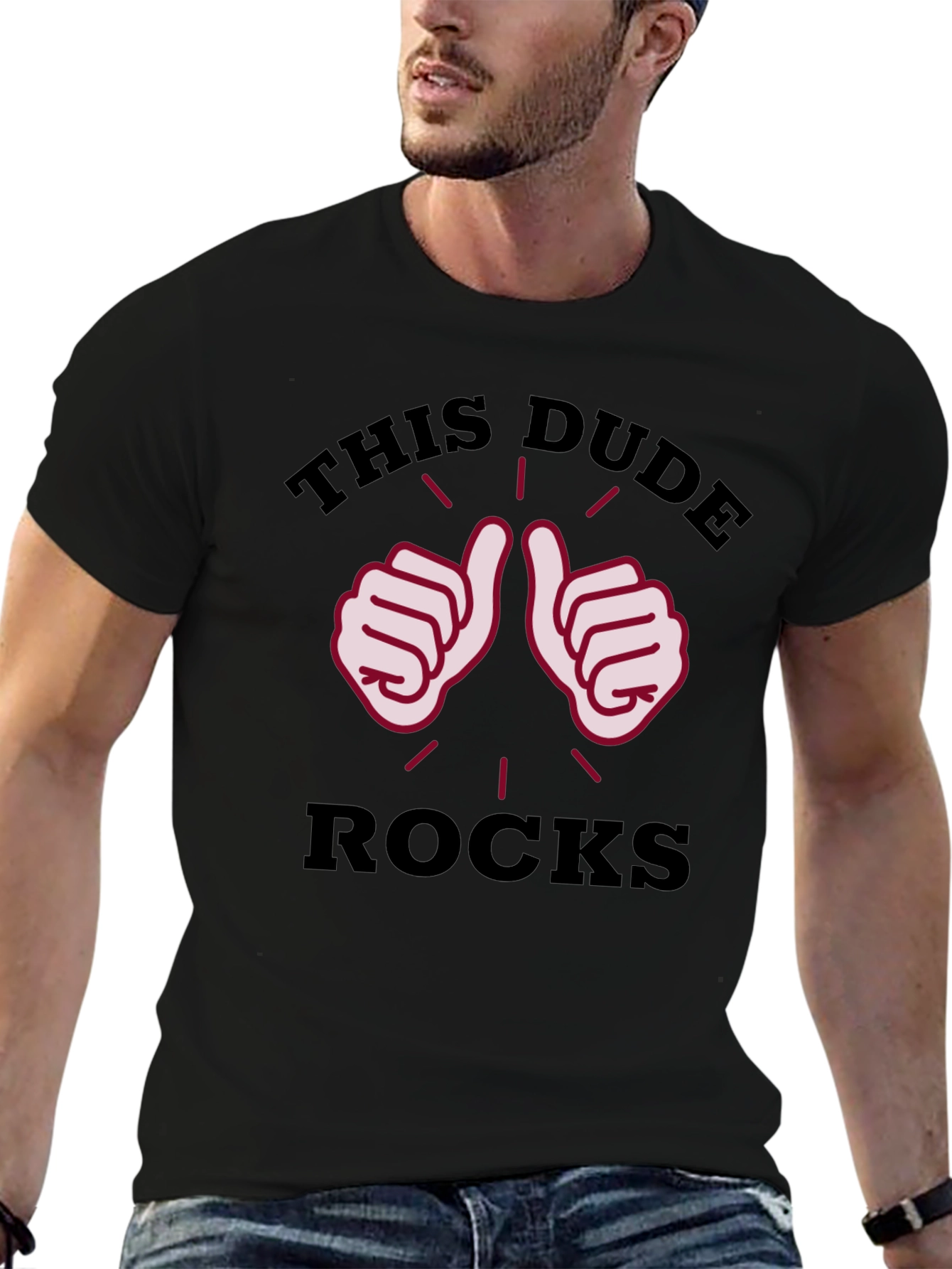This Dude Rocks Black Graphic T-Shirt