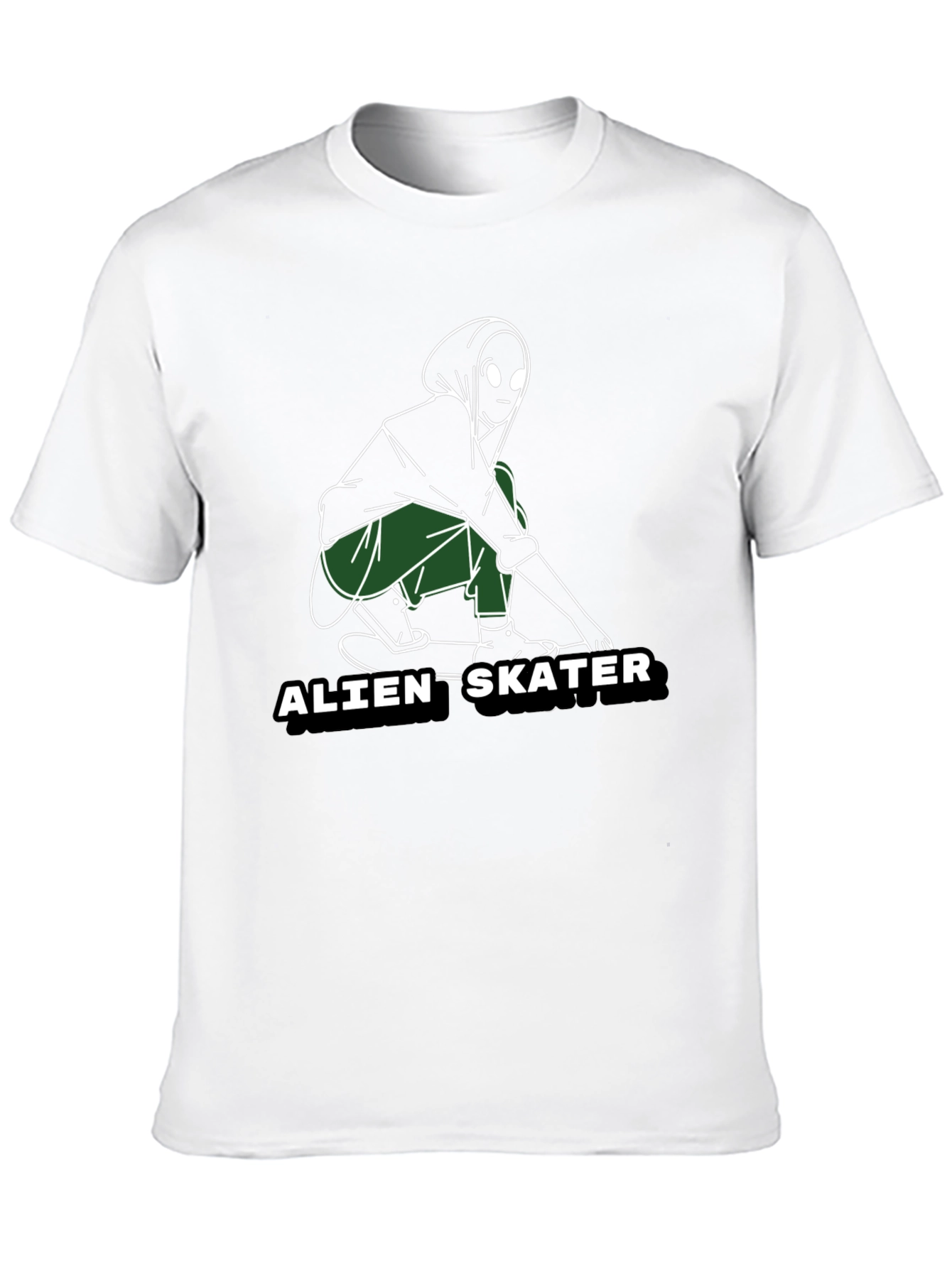 Alien Skater Graphic Tee - Cool Black T-Shirt