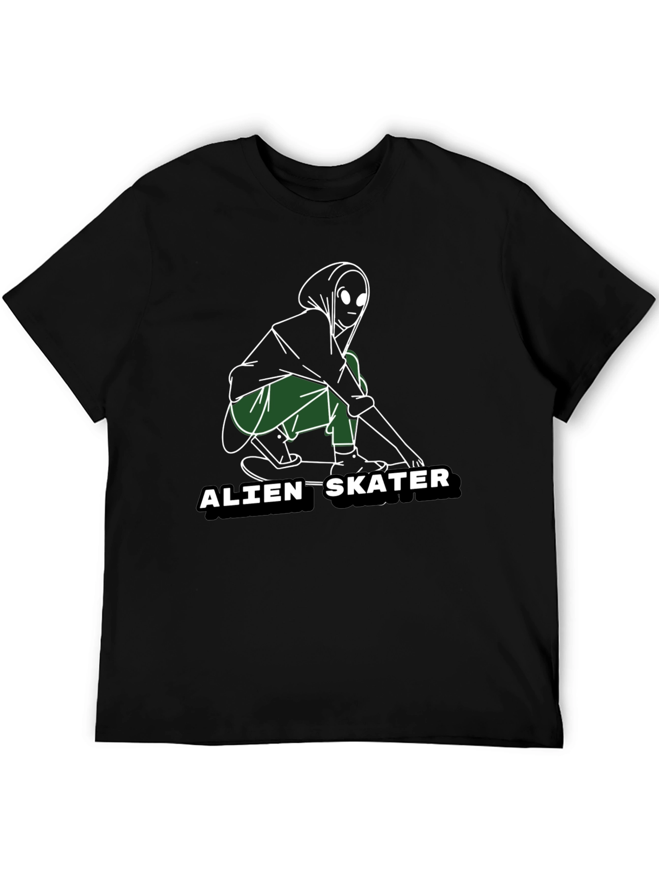Alien Skater Graphic Tee - Cool Black T-Shirt