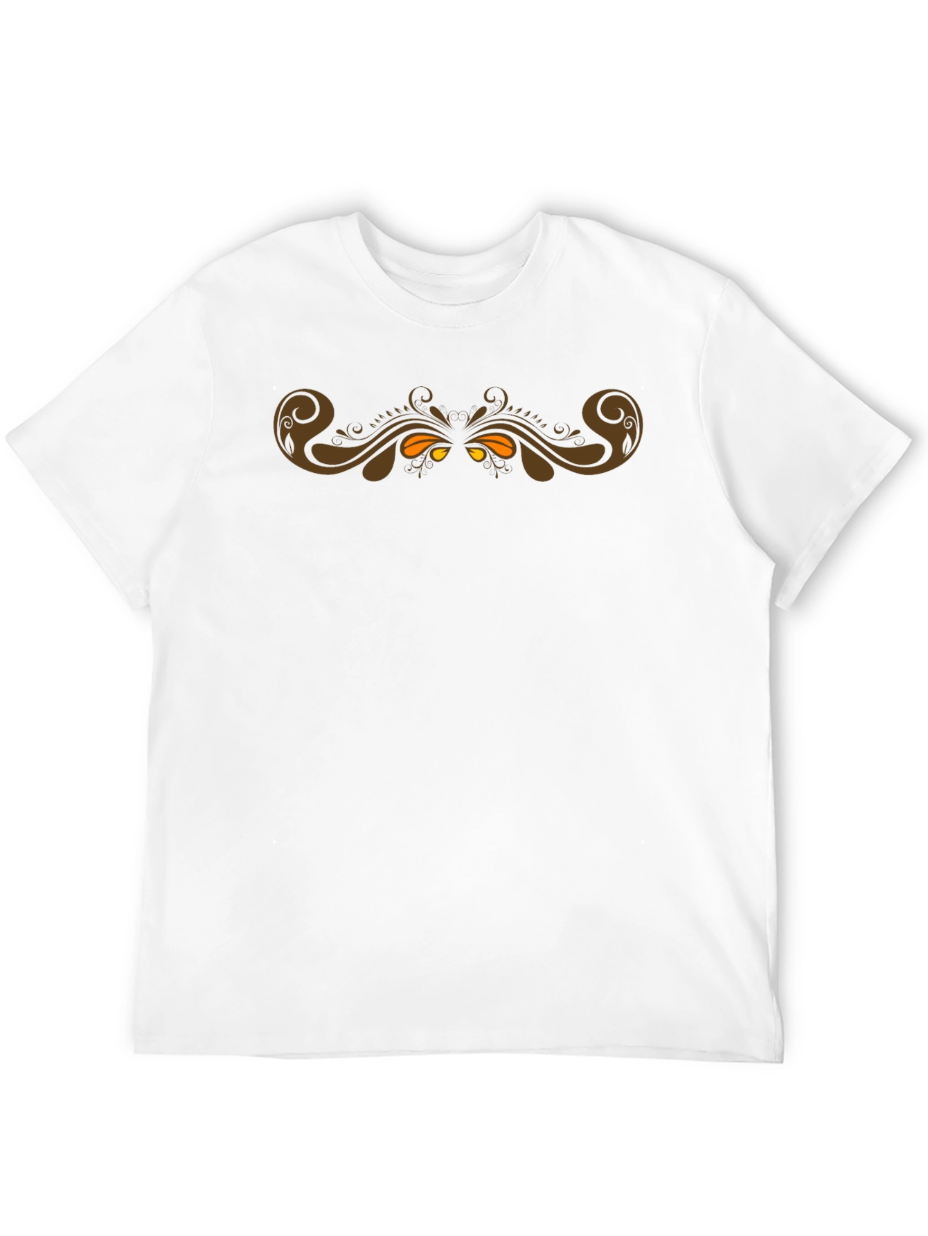 Mens Black T-Shirt with Ornate Scrollwork Design