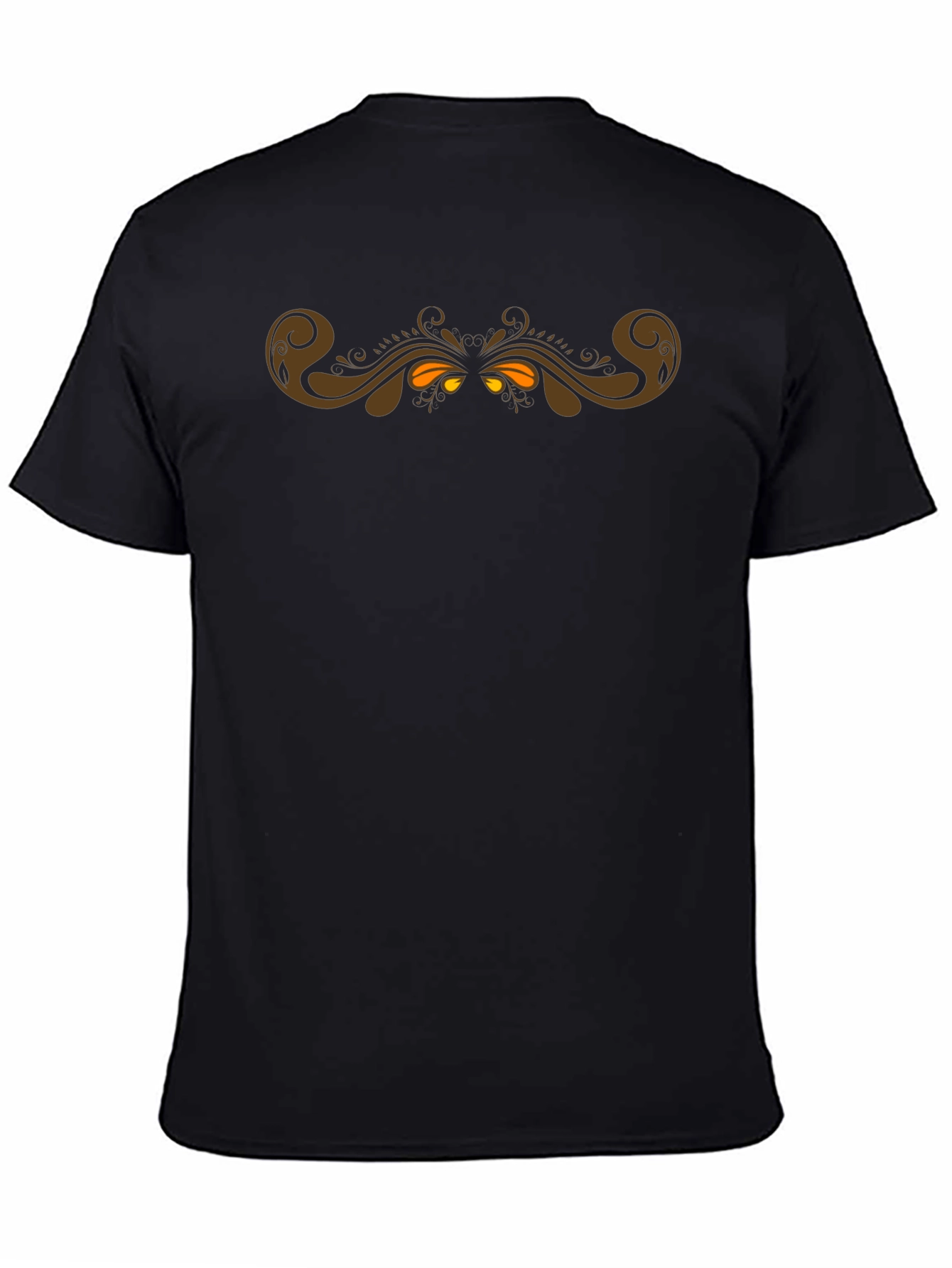 Mens Black T-Shirt with Ornate Scrollwork Design