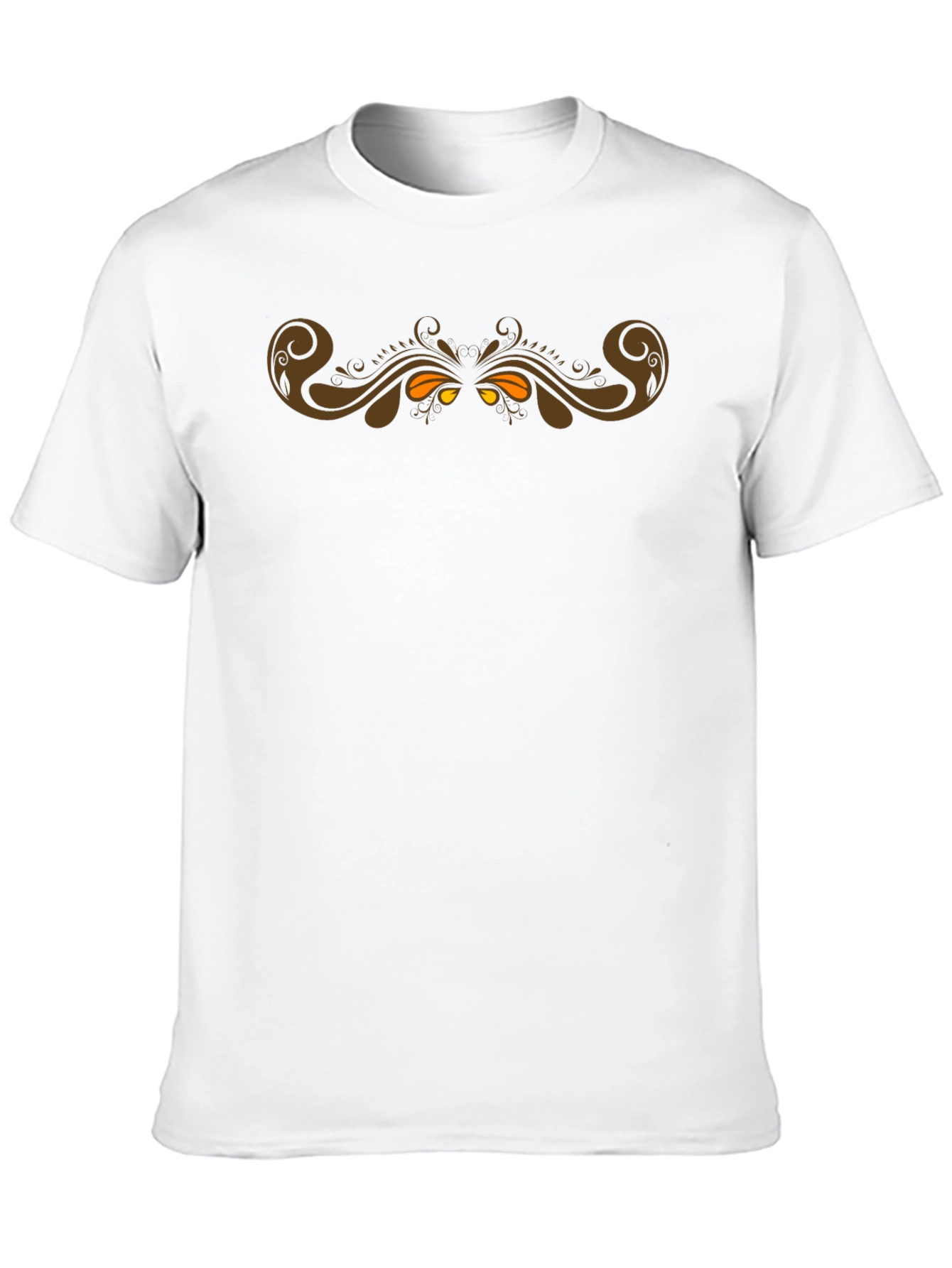 Mens Black T-Shirt with Ornate Scrollwork Design