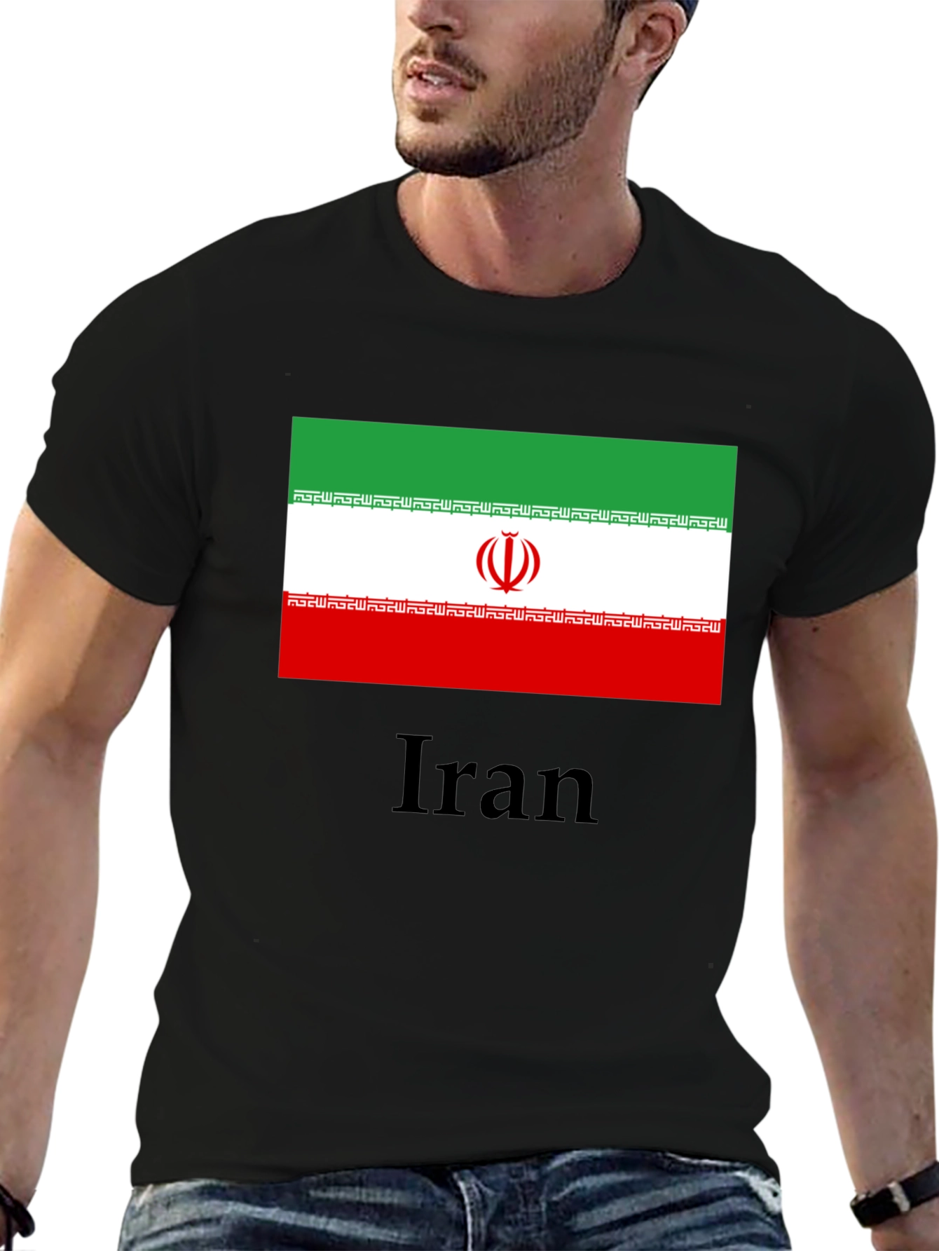 Iran Flag T-Shirt - Black Cotton Tee