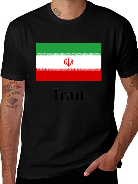 Iran Flag T-Shirt - Black Cotton Tee