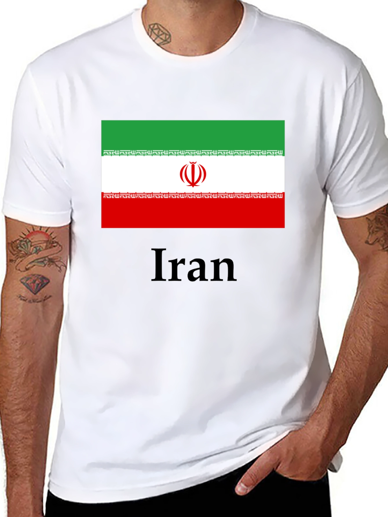 Iran Flag T-Shirt - Black Cotton Tee