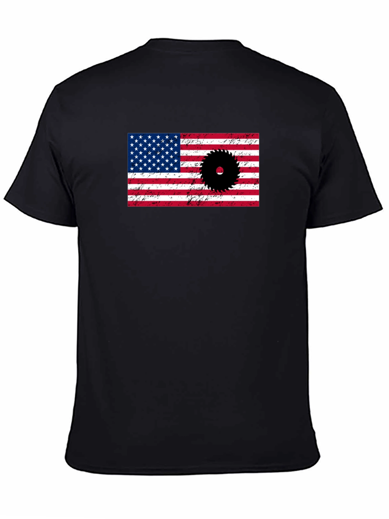 American Flag Saw Blade Graphic T-Shirt