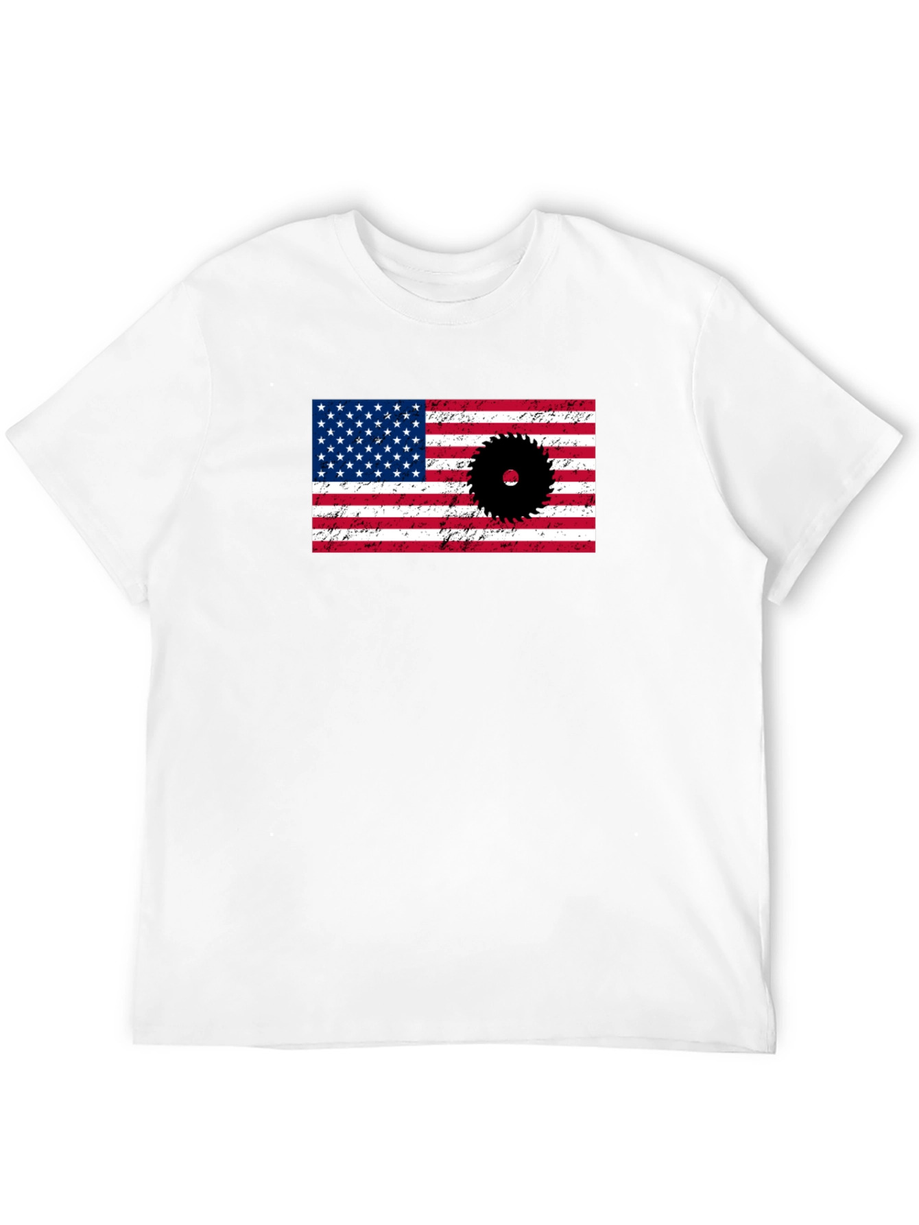 American Flag Saw Blade Graphic T-Shirt