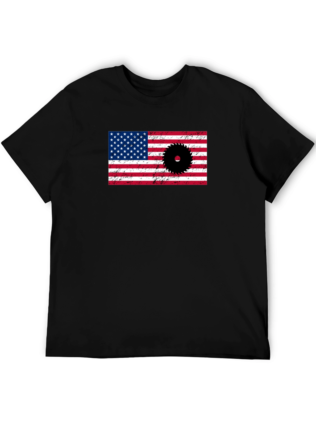 American Flag Saw Blade Graphic T-Shirt