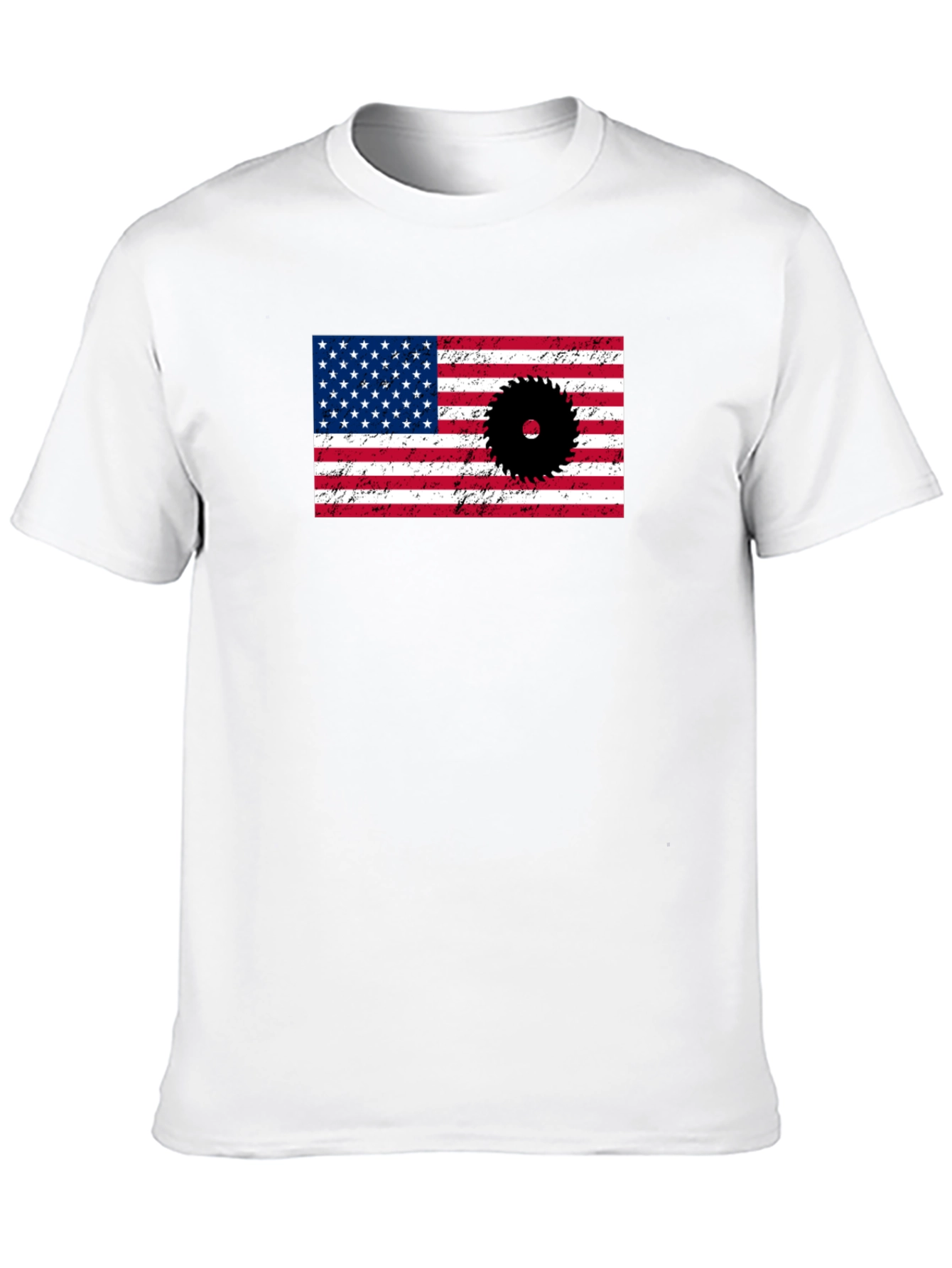 American Flag Saw Blade Graphic T-Shirt