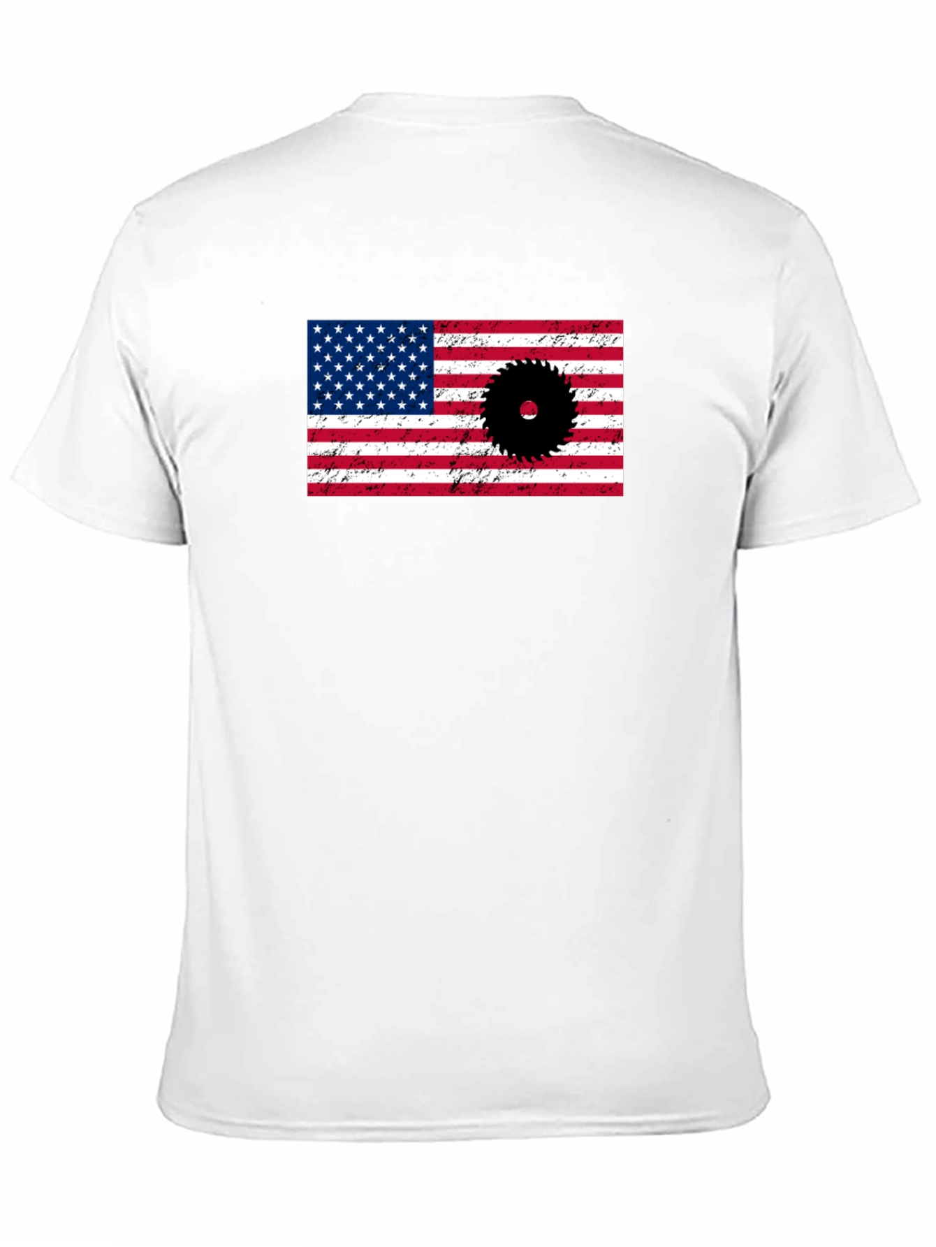 American Flag Saw Blade Graphic T-Shirt