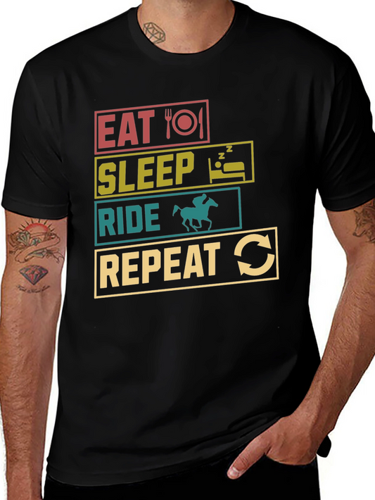Eat Sleep Ride Repeat T-Shirt - Equestrian Life Tee