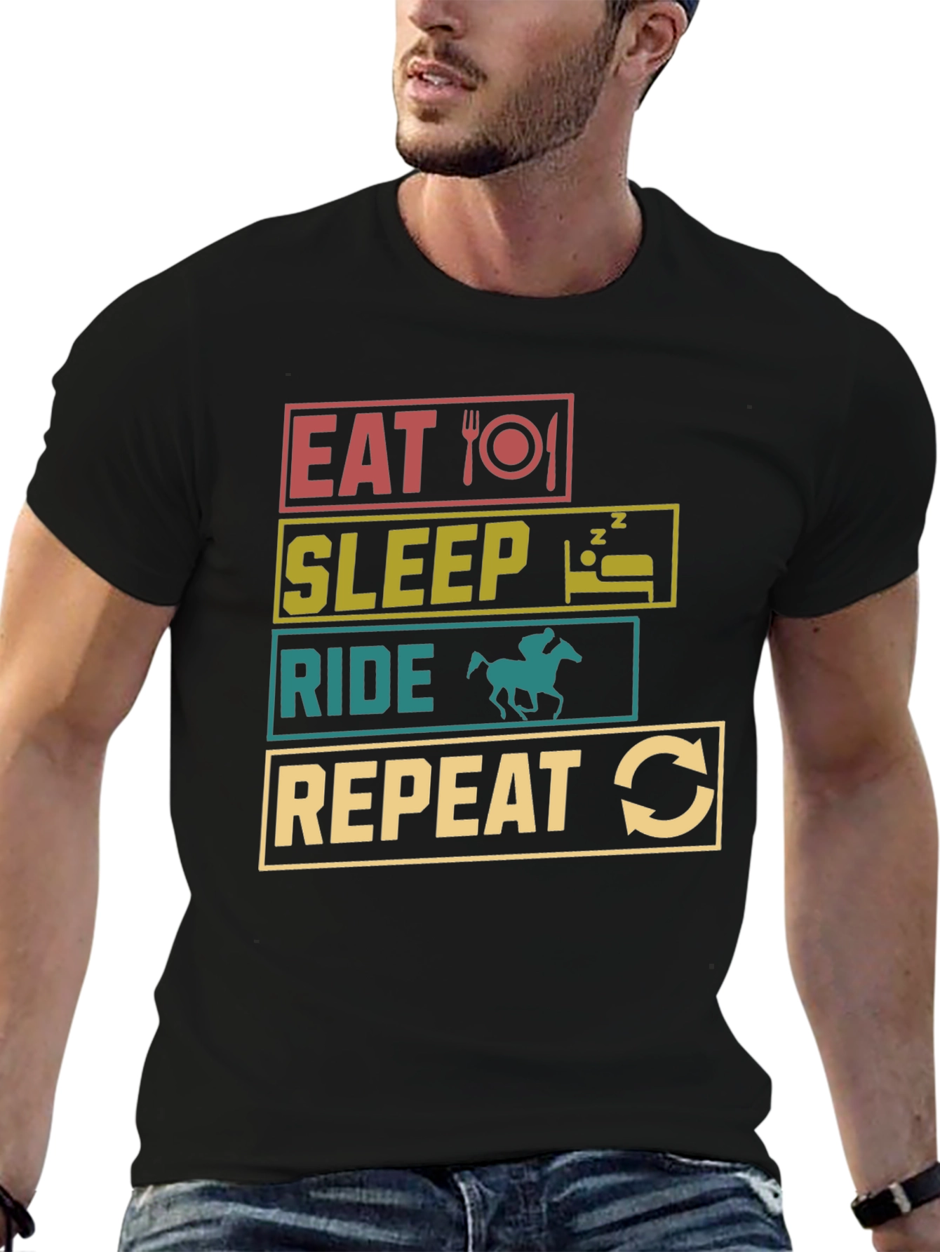 Eat Sleep Ride Repeat T-Shirt - Equestrian Life Tee
