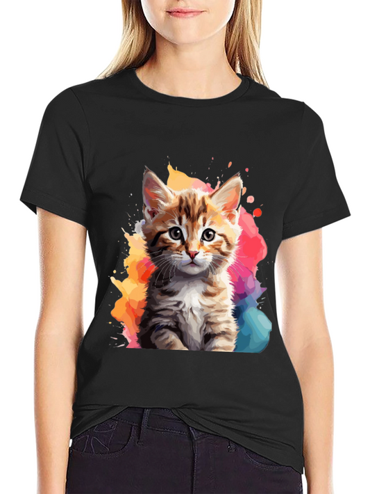 Watercolor Cat T-Shirt - Unique Kitten Design