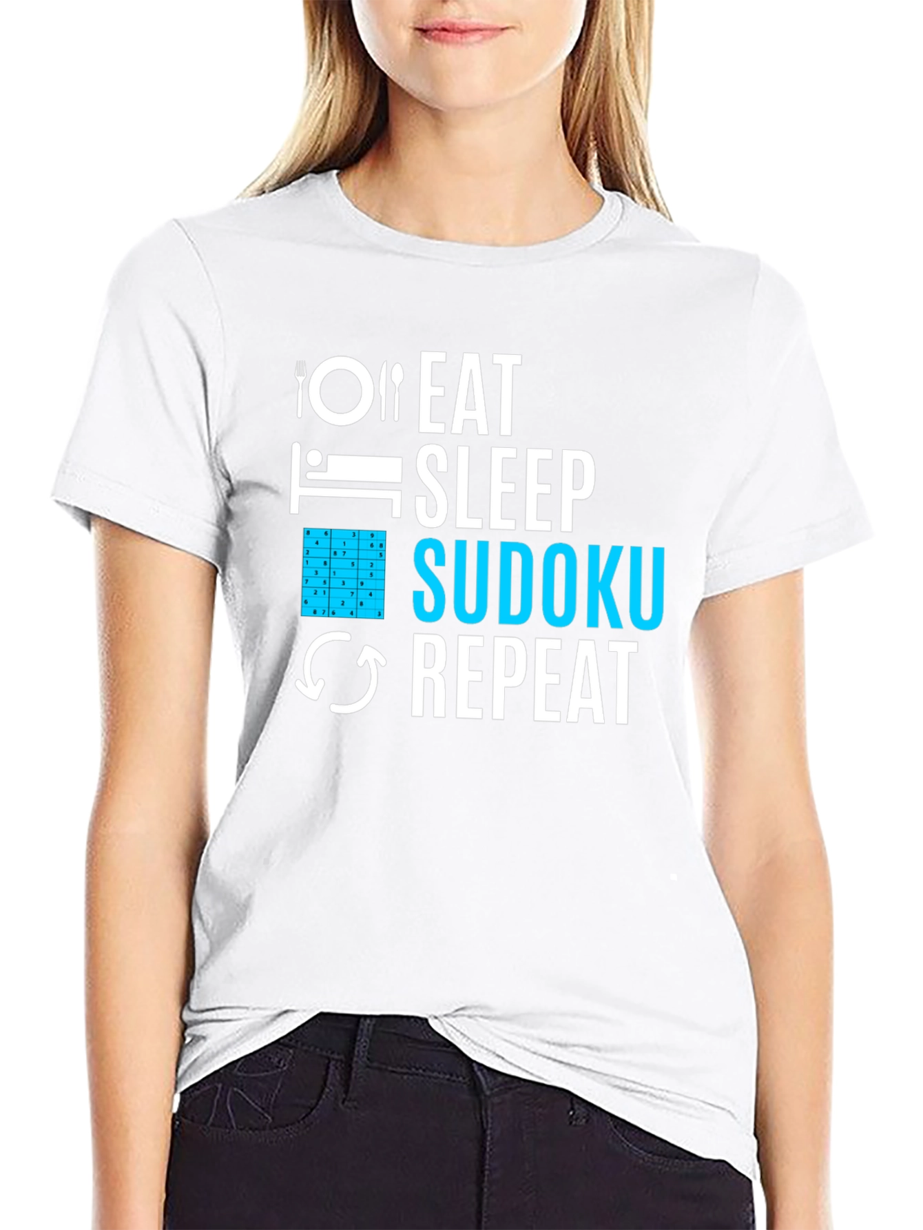 Eat Sleep Sudoku Repeat Graphic T-Shirt