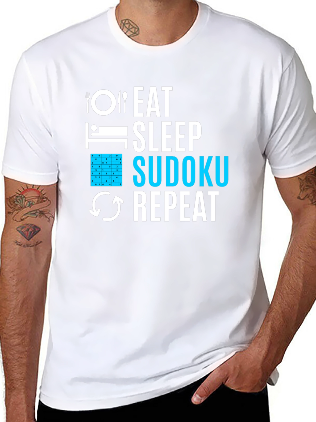 Eat Sleep Sudoku Repeat Graphic T-Shirt