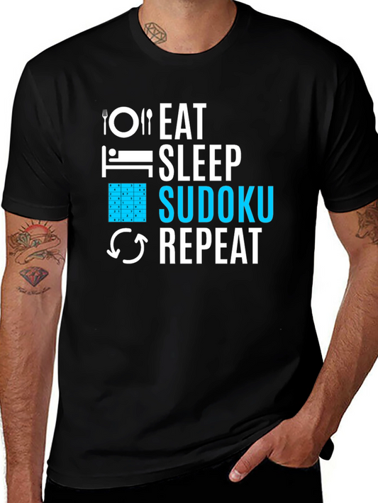 Eat Sleep Sudoku Repeat Graphic T-Shirt