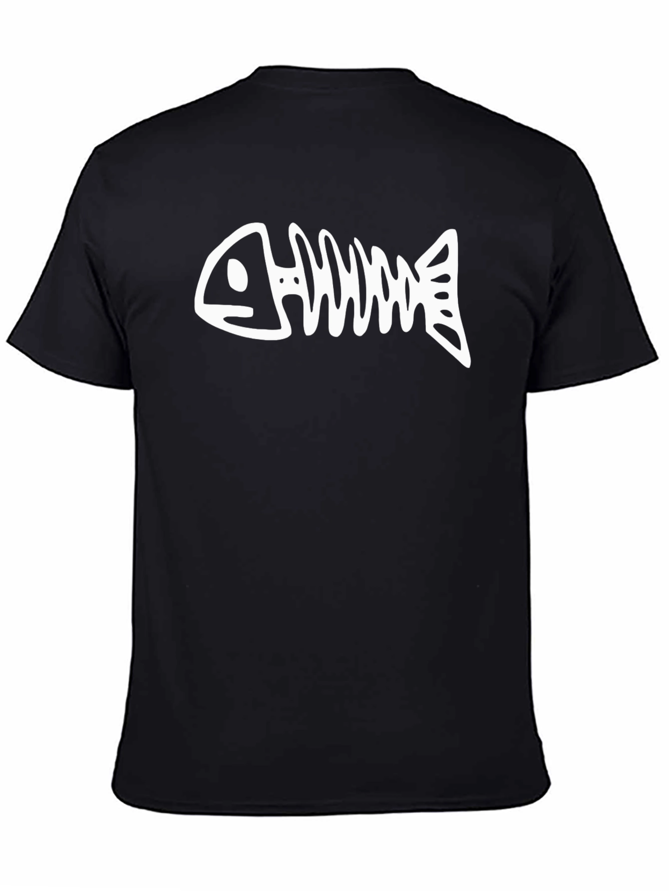 Fishbone Graphic Tee - Black Cotton Casual T-Shirt