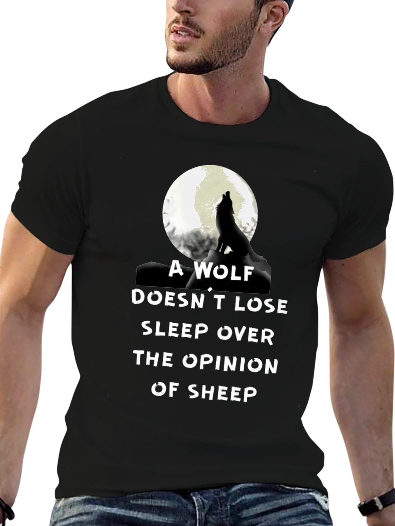 Wolf Opinion Graphic Tee - Black Cotton Comfort
